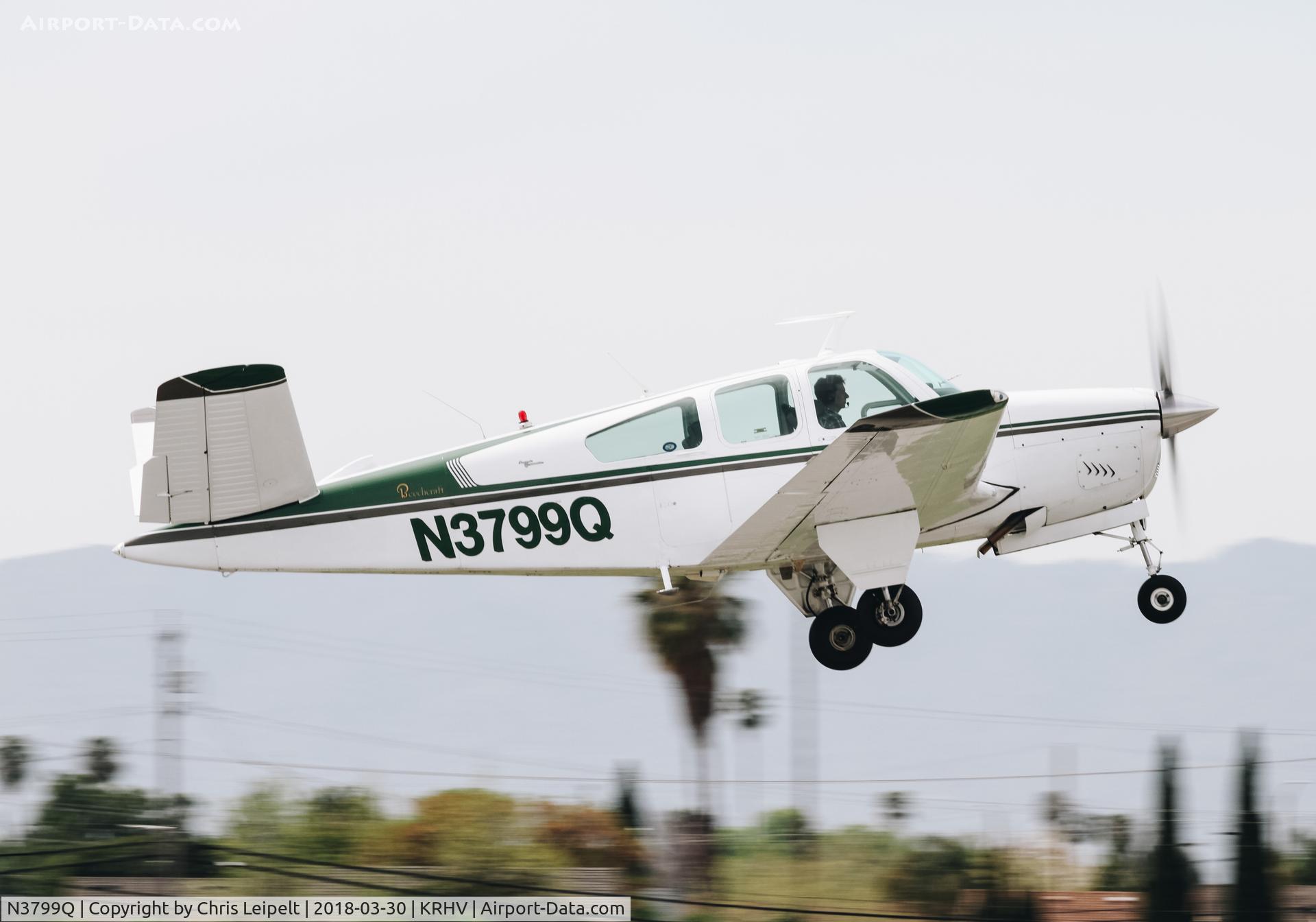 N3799Q, 1967 Beech V35 Bonanza C/N D-8433, 1967 Beechcraft V35 Bonanza from nearby KSJC departing at Reid Hillview Airport, San Jose, CA.