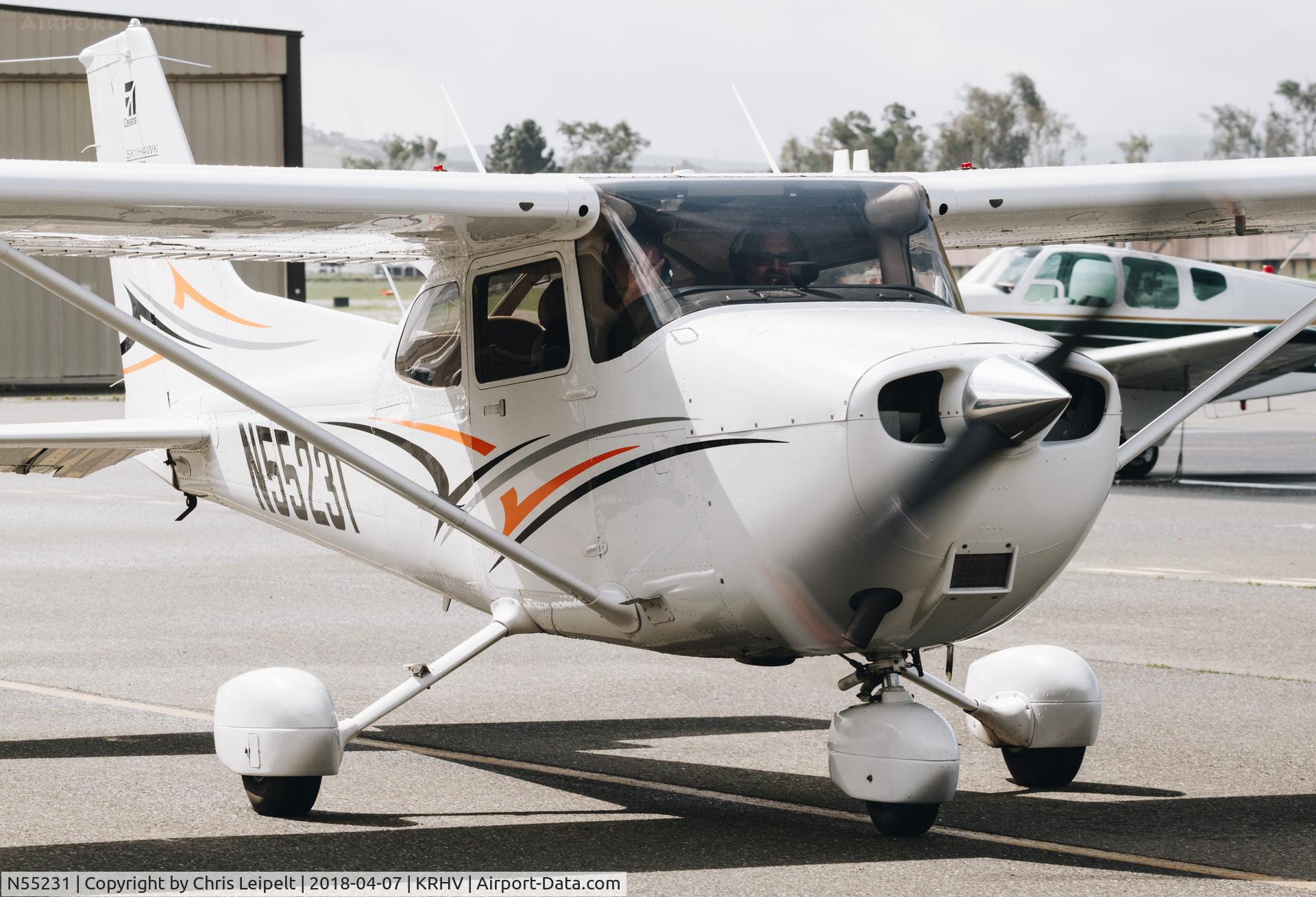 N55231, 2014 Cessna 172S C/N 172S11414, Locally-based 2014 Cessna 172S taxing to parking at Reid Hillview Airport, San Jose, CA.