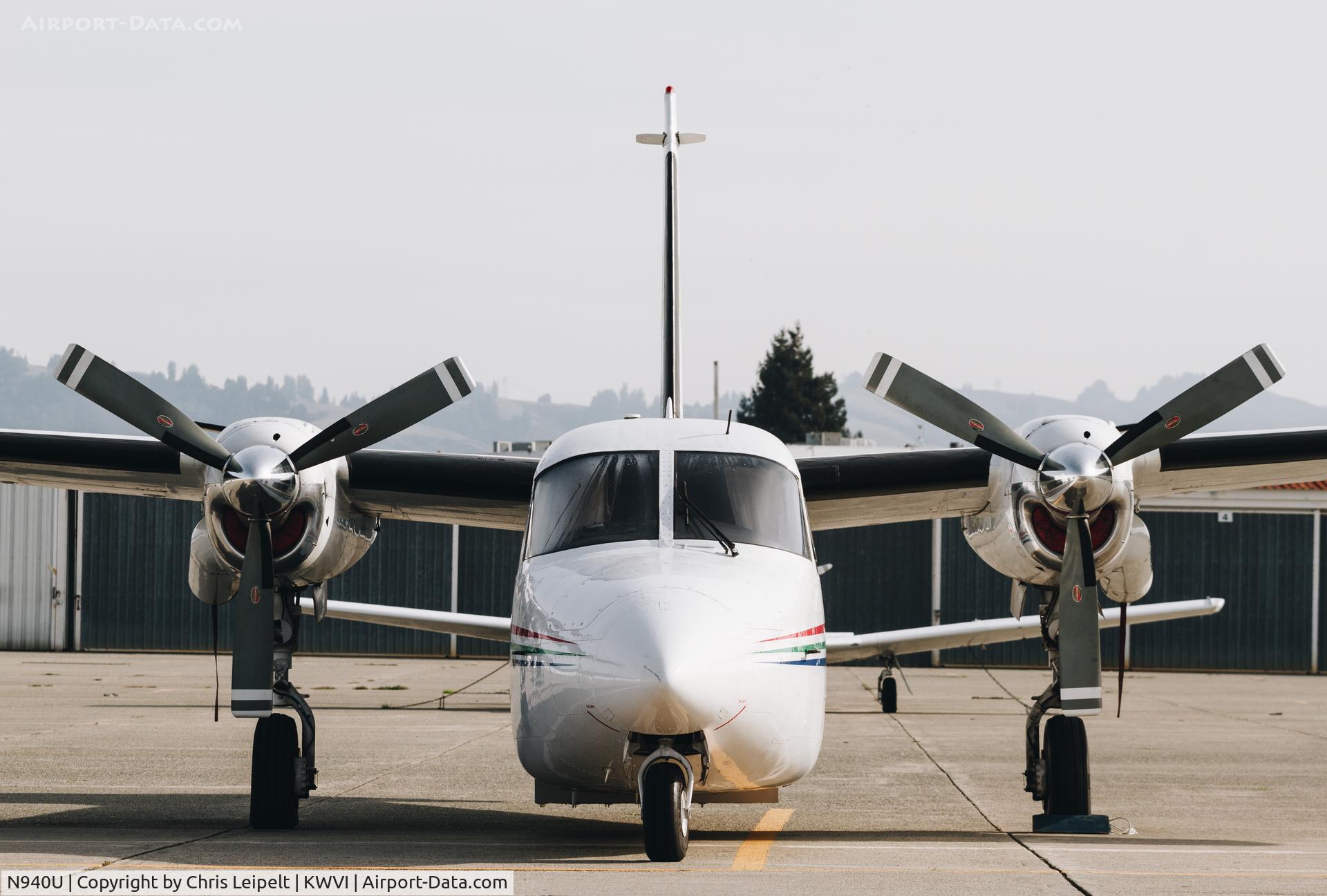 N940U, 1968 Aero Commander 680W C/N 1843-42, 1968 Aero Commander 680W on the ramp at Watsonville Municipal Airport, CA.