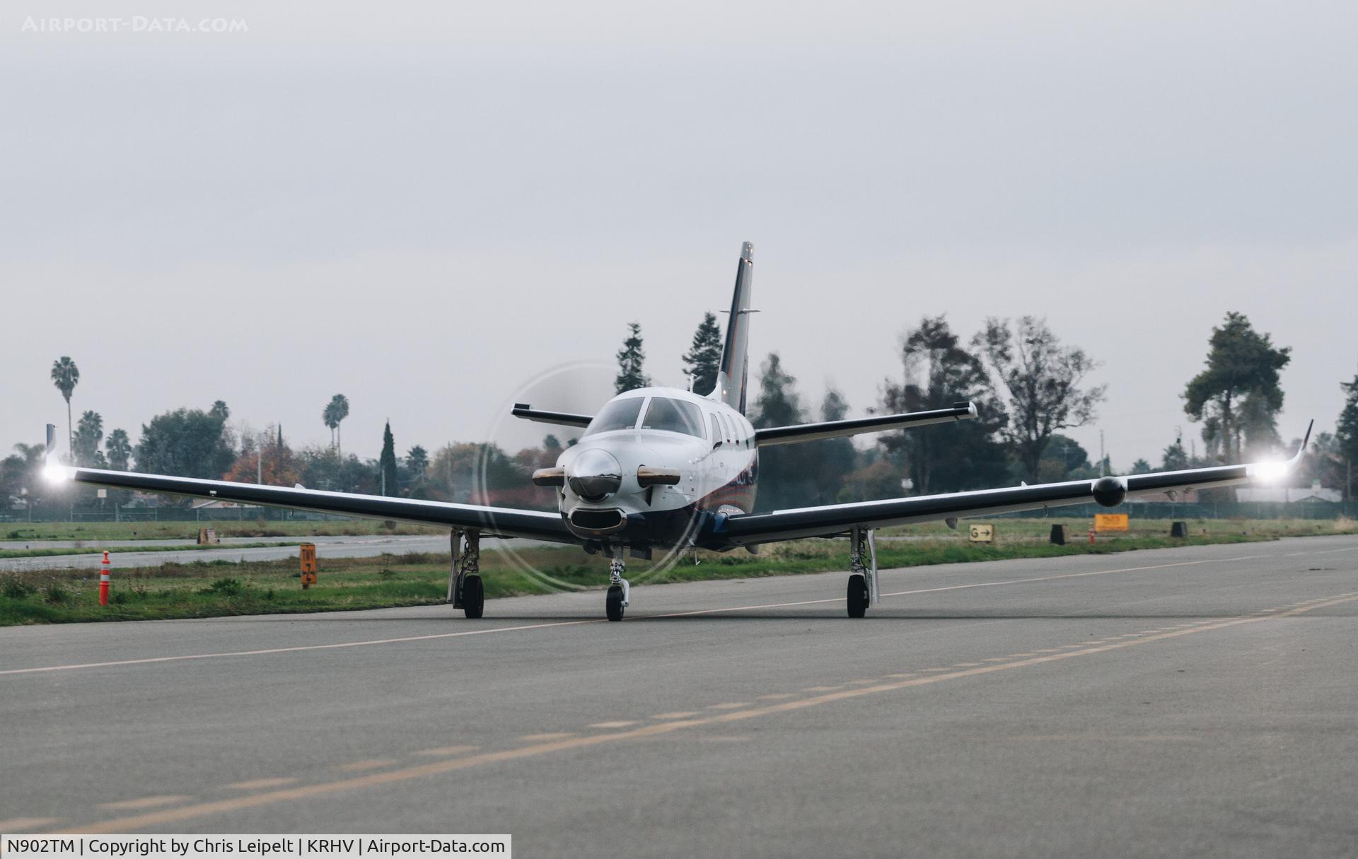 N902TM, 2015 Socata TBM-900 C/N 1103, Locally-based 2015 Socata TBM 900 taxing to its hangar at Reid Hillview Airport, San Jose, CA.