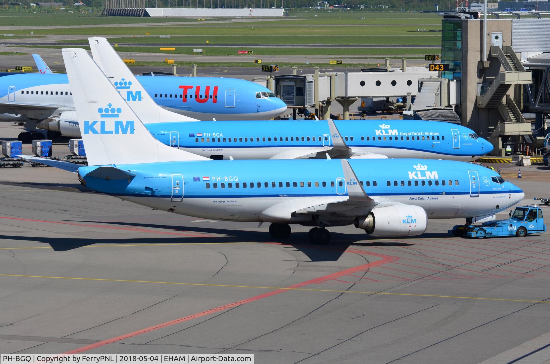 PH-BGQ, 2011 Boeing 737-7K2 C/N 39256, KLM B737 pushed back for departure.