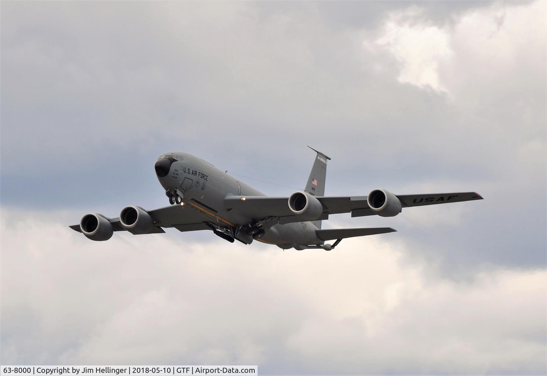 63-8000, 1963 Boeing KC-135R Stratotanker C/N 18617, Shooting landings at GTF, (assigned to the 92nd ARW from Fairchild)