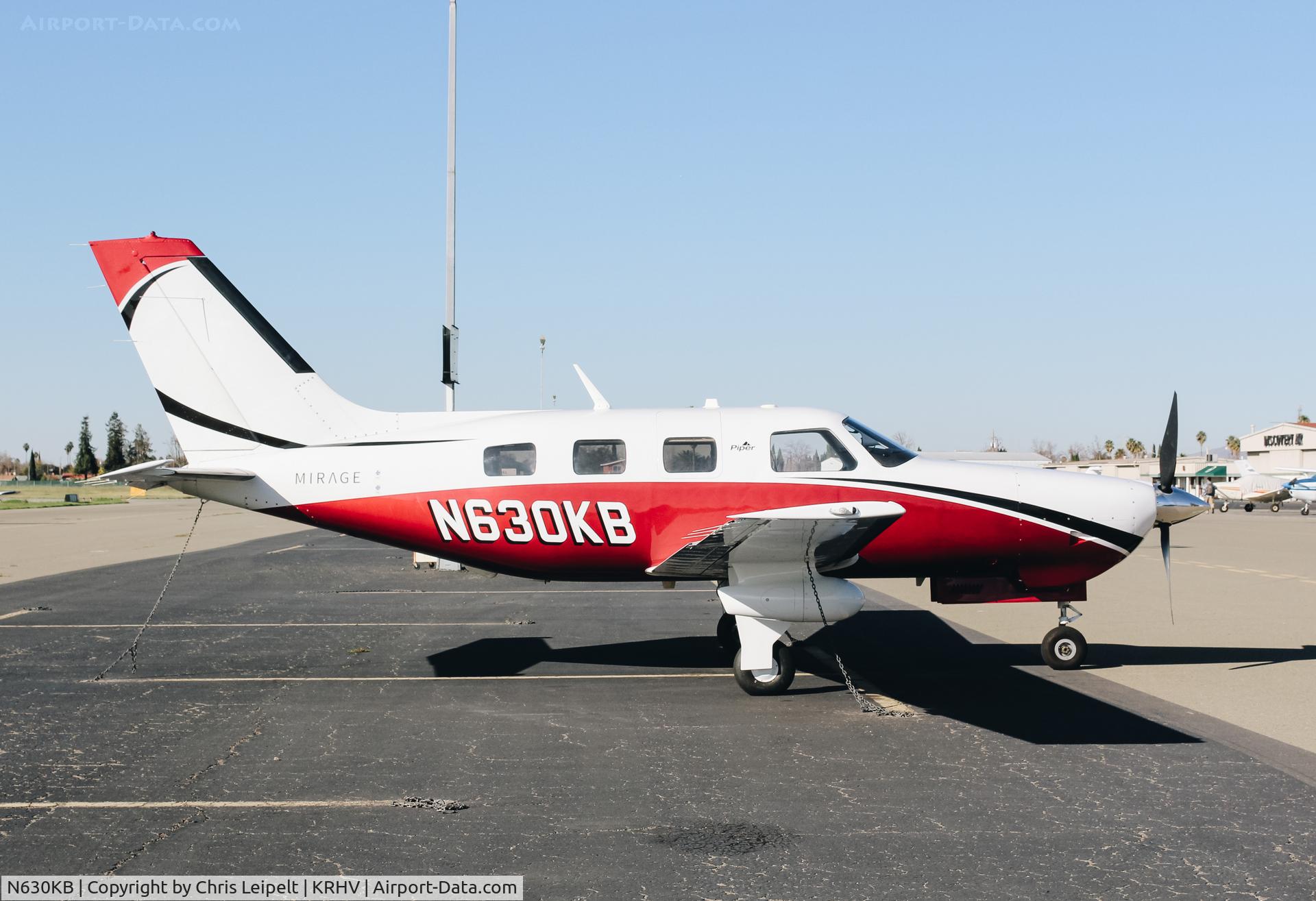 N630KB, 2014 Piper PA 46-350P Malibu Mirage C/N 4636625, Former locally-based 2014 Piper PA-46-350P Malibu parked on the transient ramp at Reid Hillview Airport, San Jose, CA. Owners have since upgraded to a Meridian.