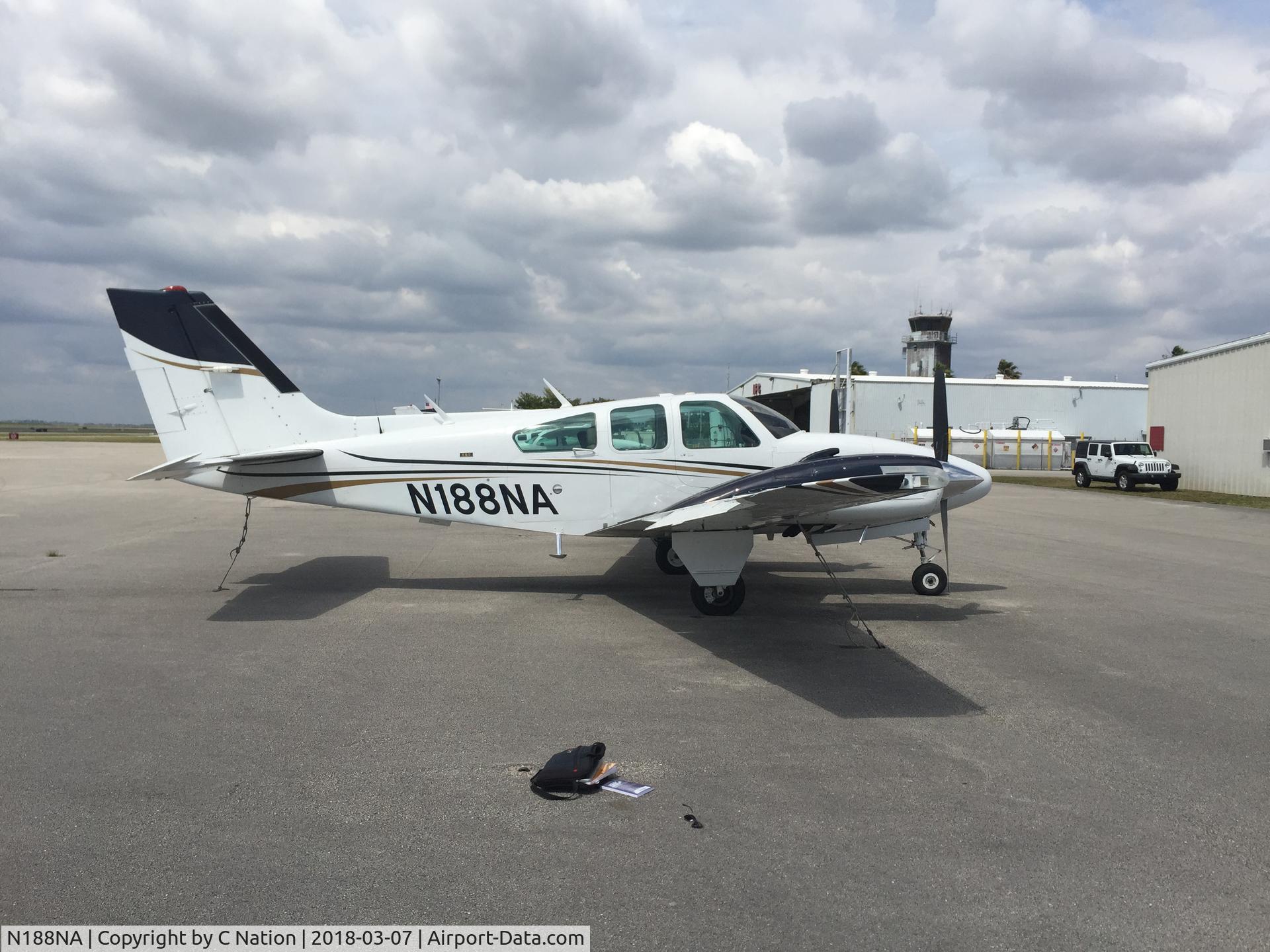 N188NA, 1975 Beechcraft E-55 C/N TE-1041, Baron E-55 parked in IFC South KTMB