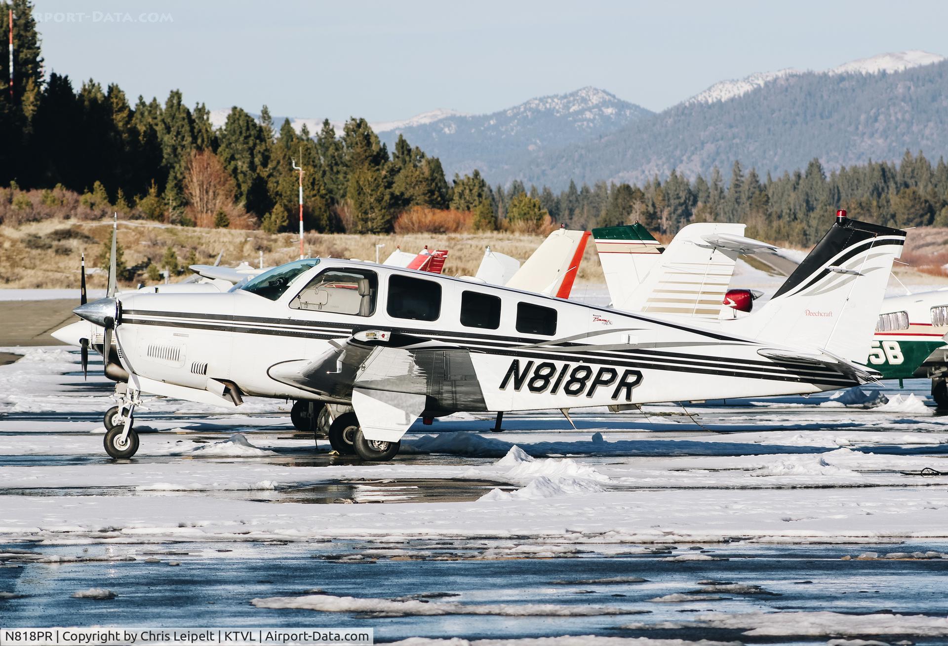 N818PR, 2001 Raytheon Aircraft Company A36 Bonanza C/N E-3397, 2001 Beechcraft A36 Bonanza visiting from Reid Hillview at South Lake Tahoe Airport, CA.