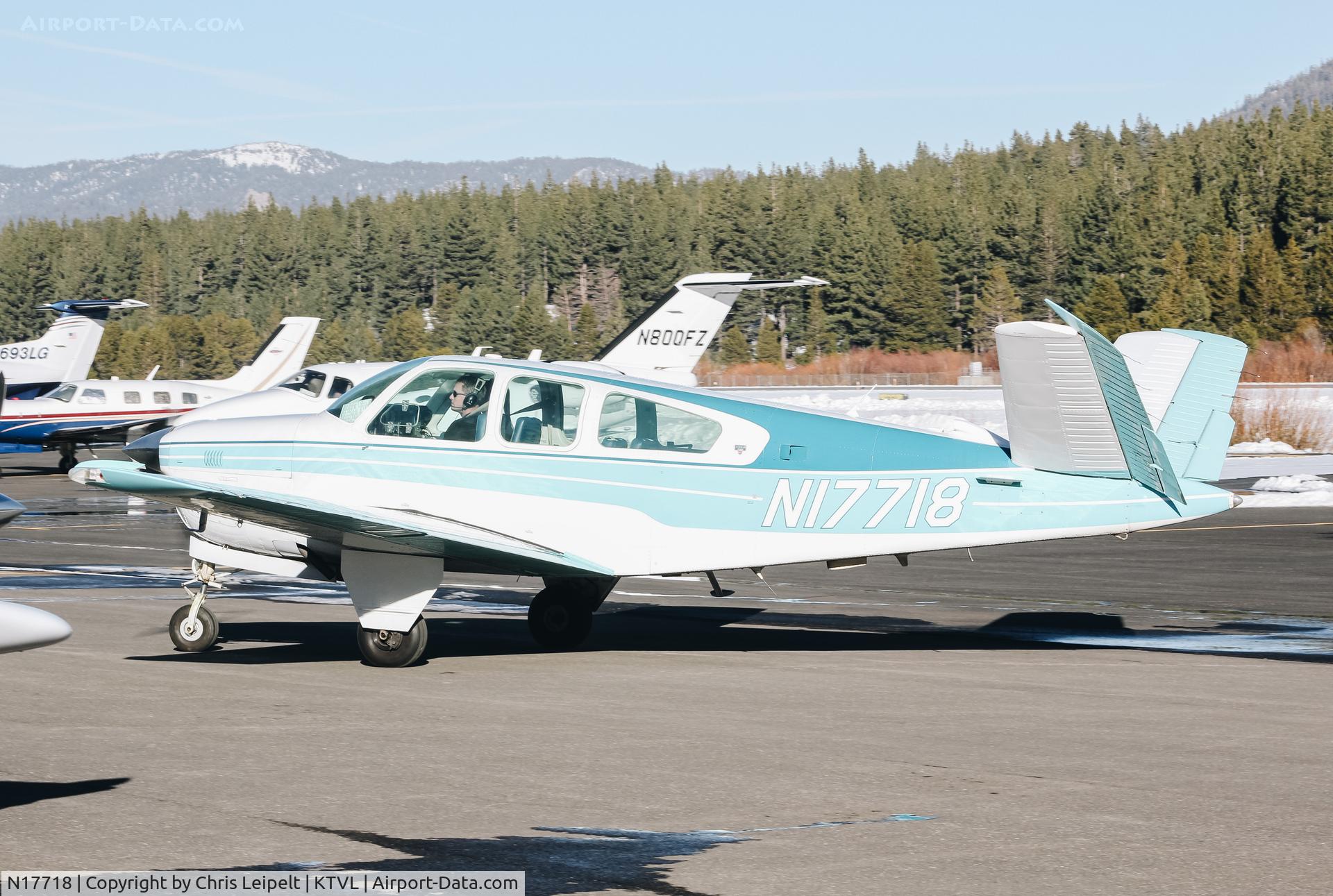 N17718, 1977 Beech V35B Bonanza C/N D-9998, 1977 Beechcraft V35B Bonanza visiting from Lodi, CA at South Lake Tahoe Airport, CA.