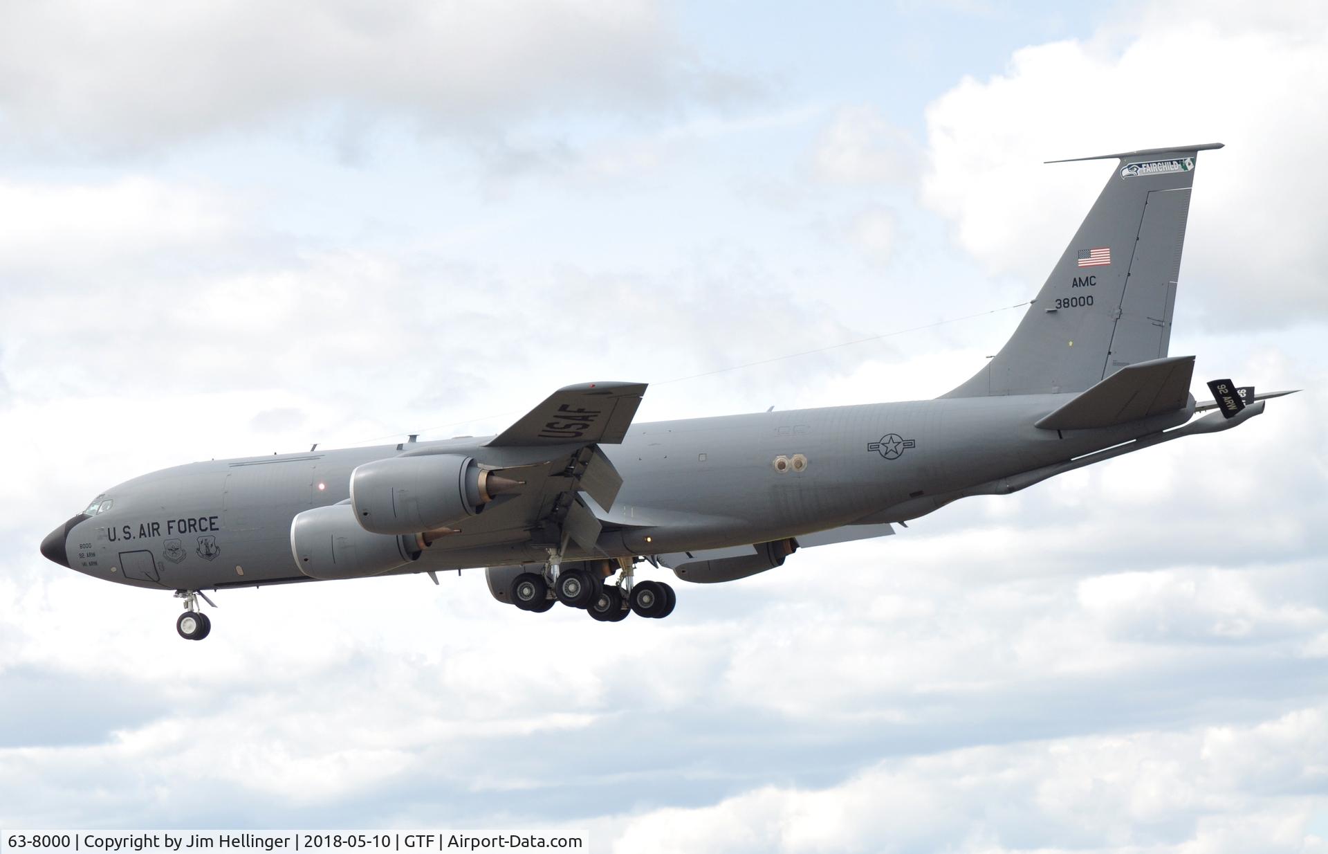 63-8000, 1963 Boeing KC-135R Stratotanker C/N 18617, Landing at GTF