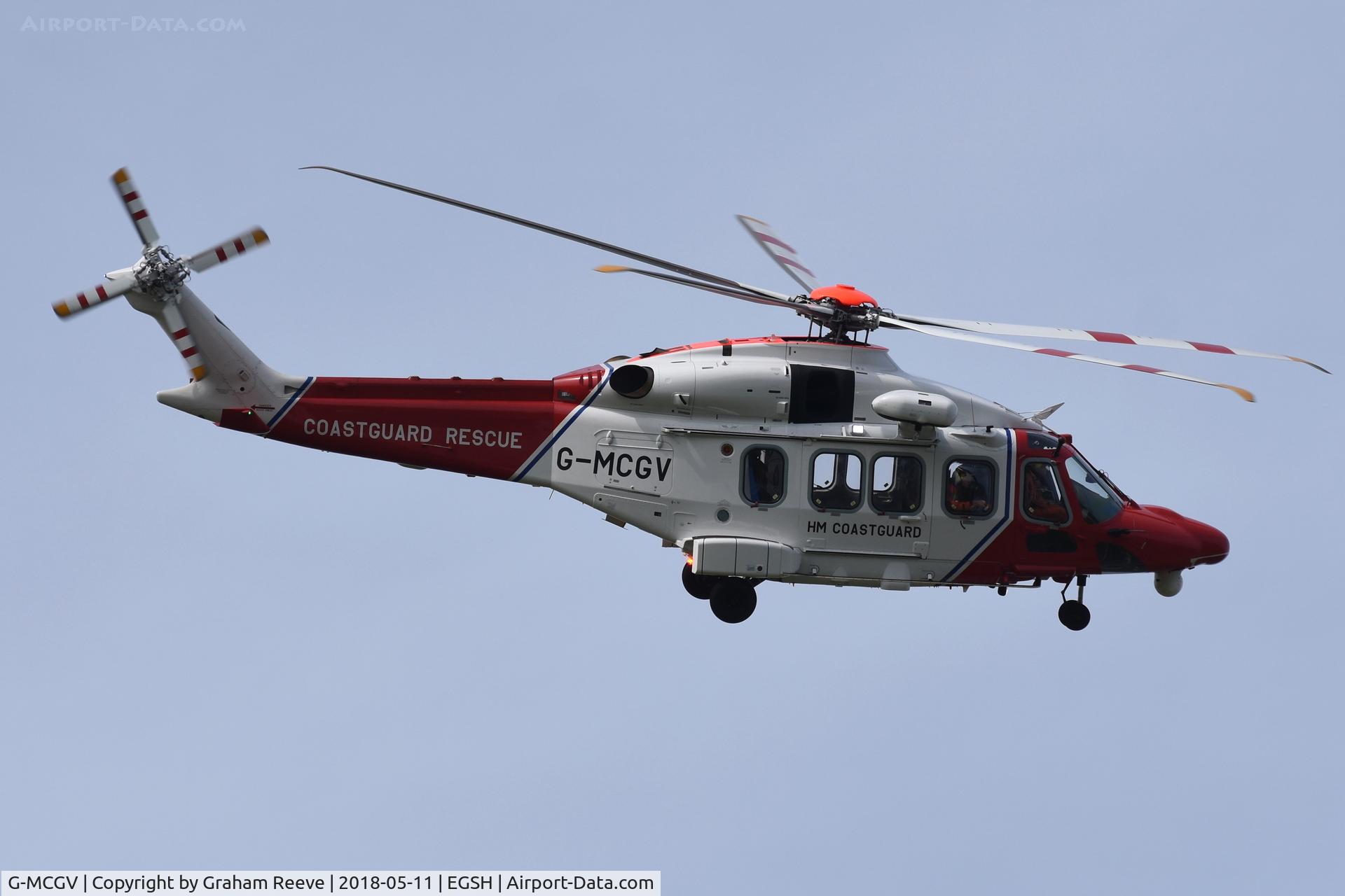 G-MCGV, 2014 Leonardo AW189 C/N 92008, Landing at Norwich.