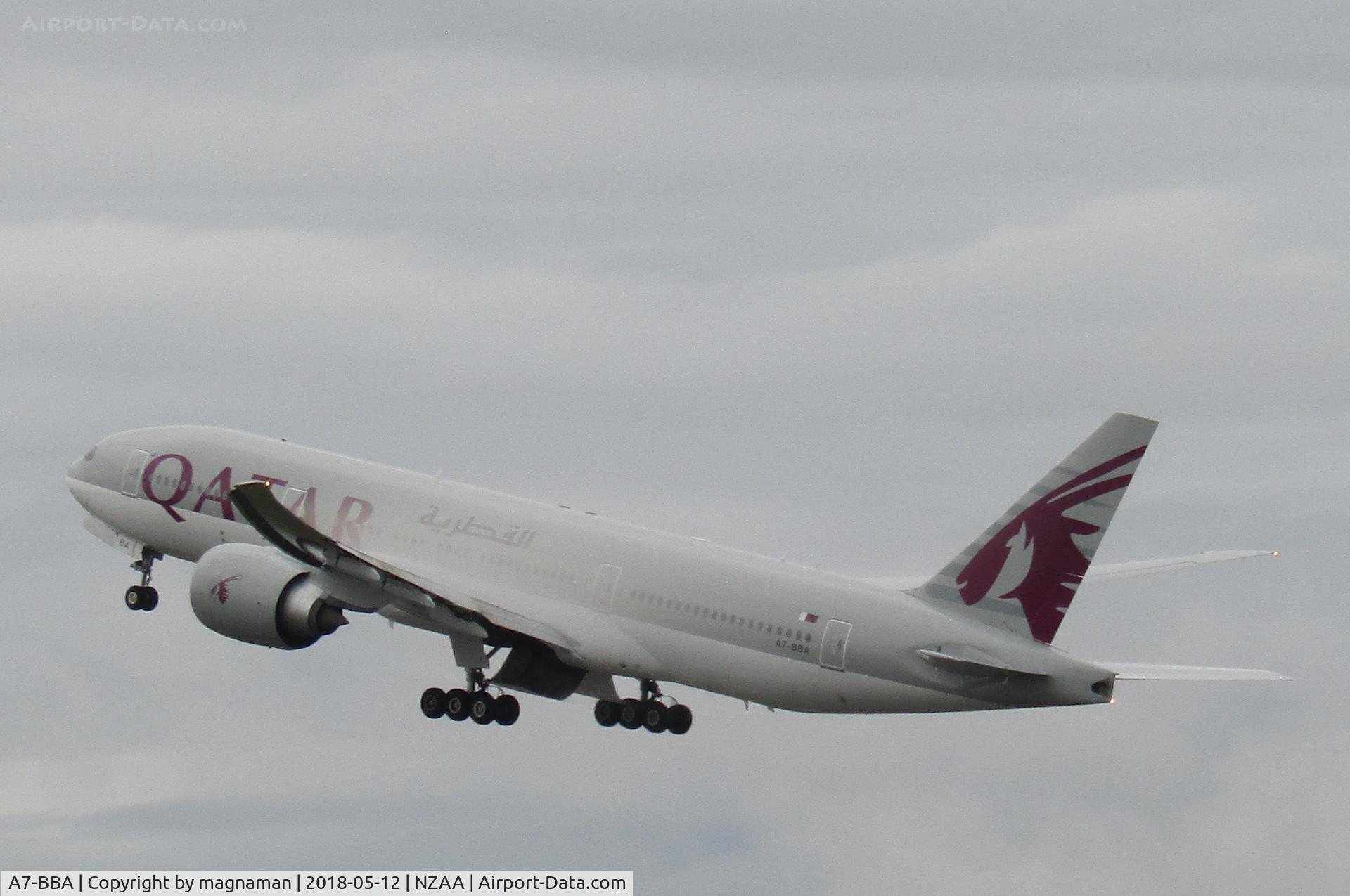 A7-BBA, 2009 Boeing 777-2DZ/LR C/N 36012, lift off from NZ