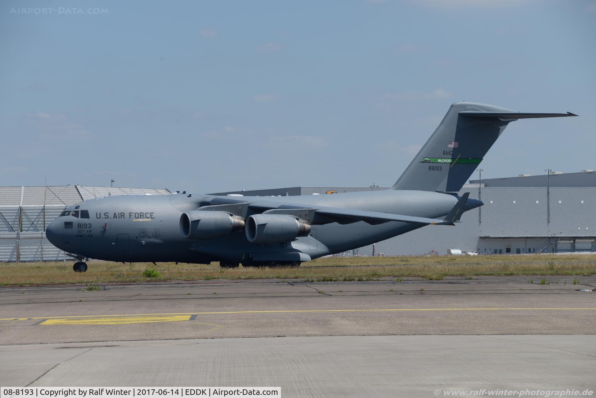 08-8193, 2008 Boeing C-17A Globemaster III C/N P-193/F215, Boeing C-17A Globemaster III - MC RCH US Air Force USAF - P-193 - 08-8193 - 14.06.2017 - CGN