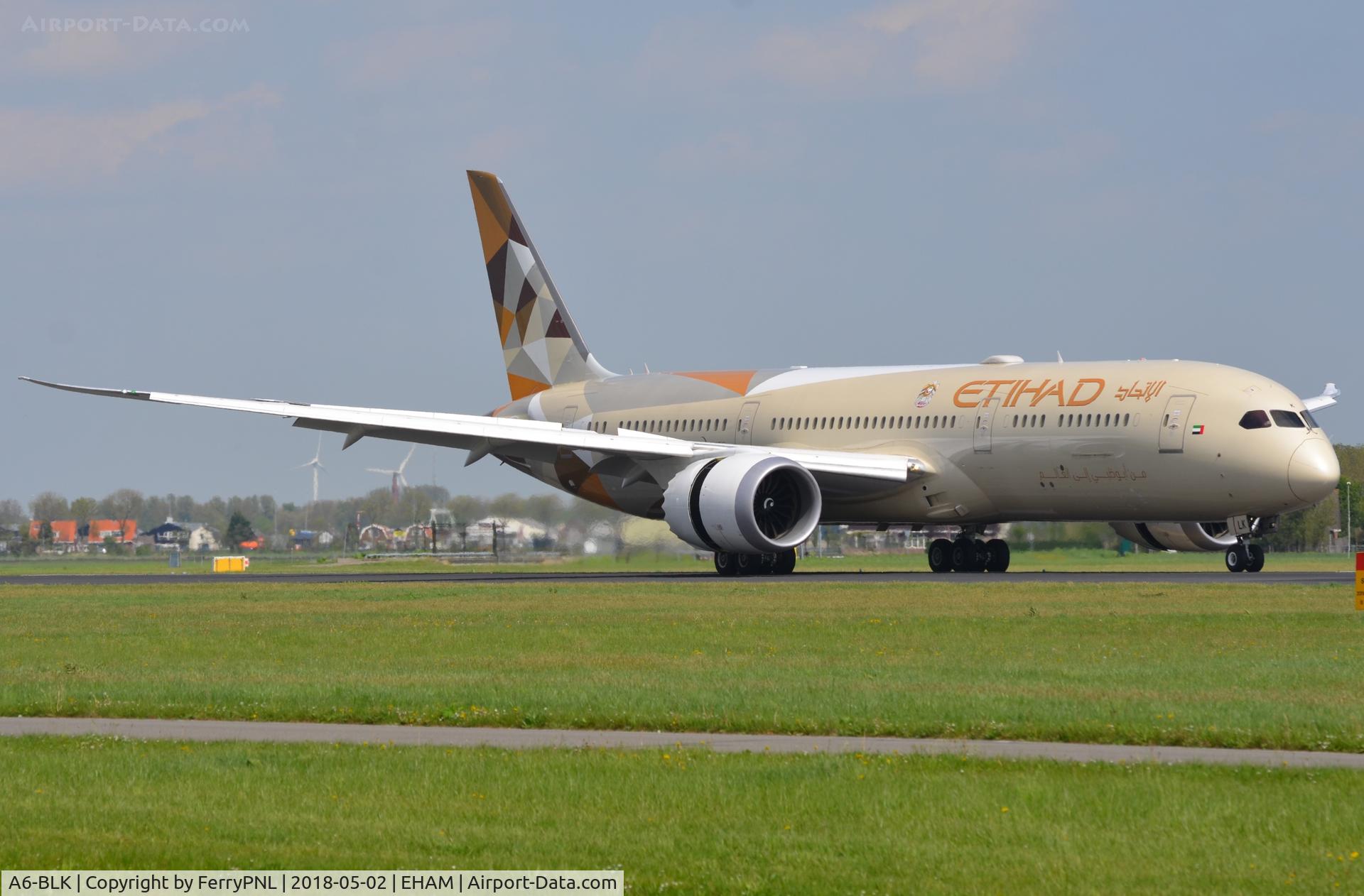 A6-BLK, 2017 Boeing 787-9 Dreamliner C/N 39654, Etihad B789 rolling down the runway.