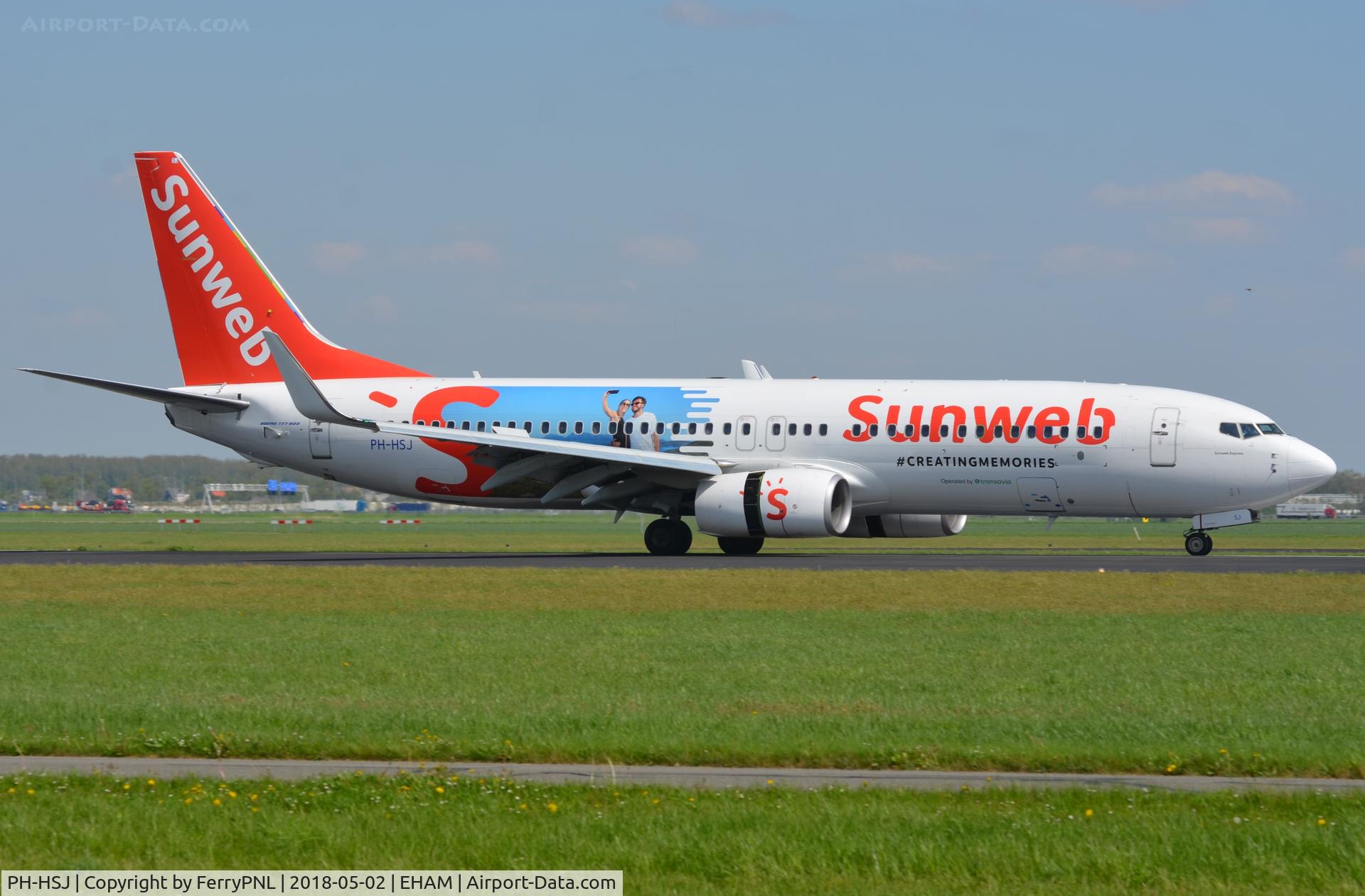 PH-HSJ, 2014 Boeing 737-8K2 C/N 42150, Transavia operating this B738 in Sunweb c/s. One of their (tour operating) customers.