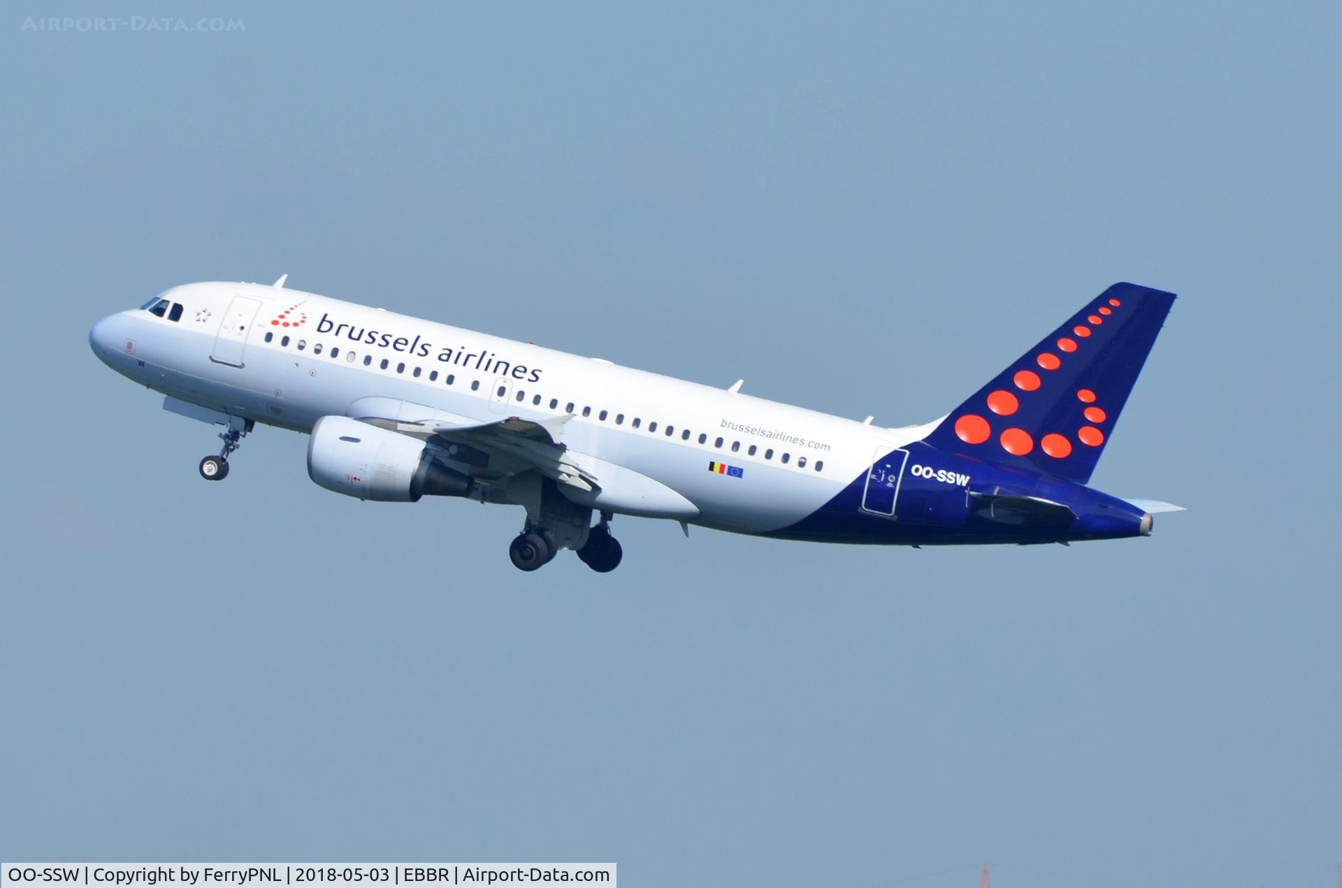 OO-SSW, 2007 Airbus A319-111 C/N 3255, Brussels A319 departing