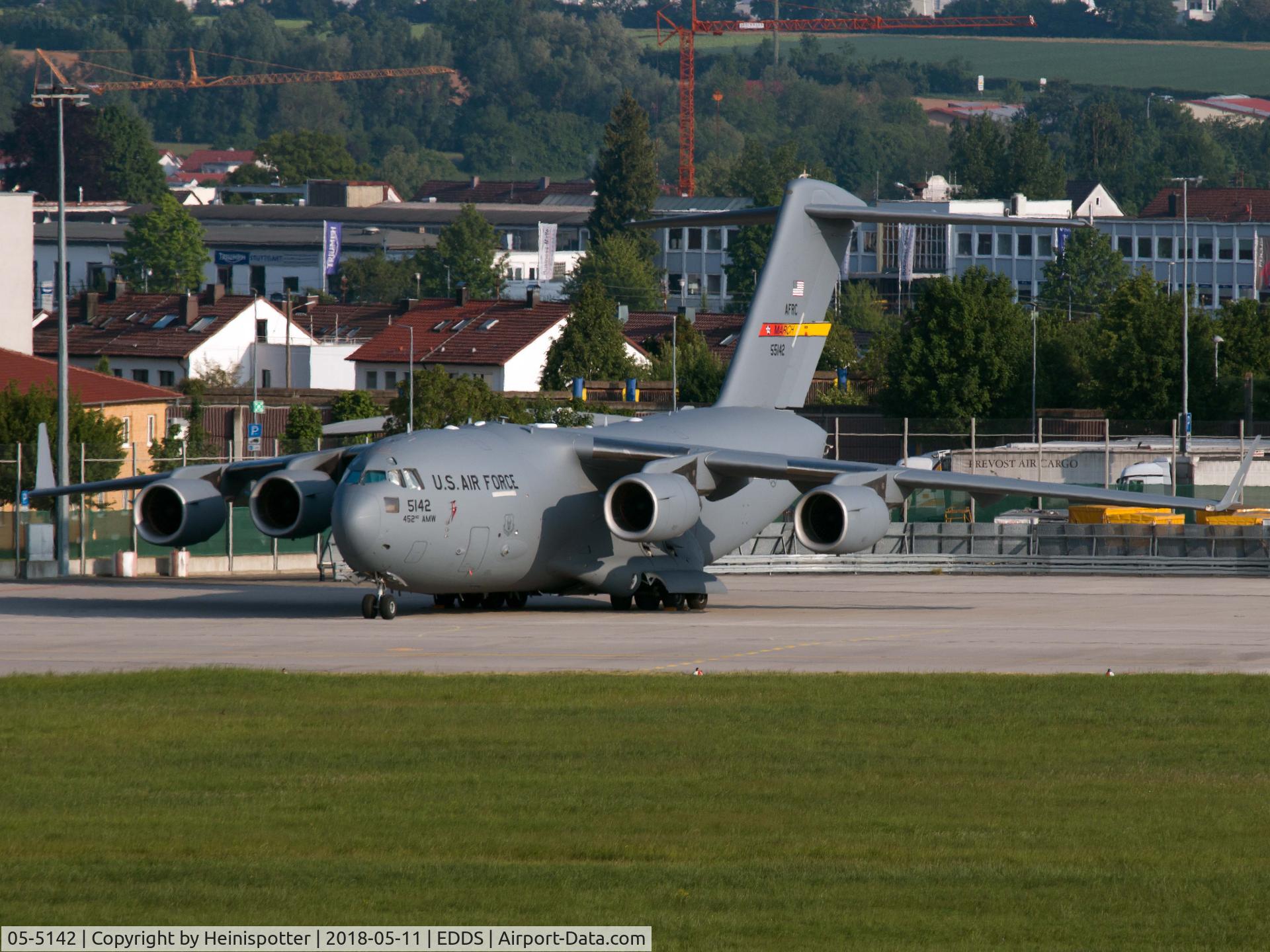 05-5142, 2005 Boeing C-17A Globemaster III C/N P-142, 05-5142 at Stuttgart Airport.
