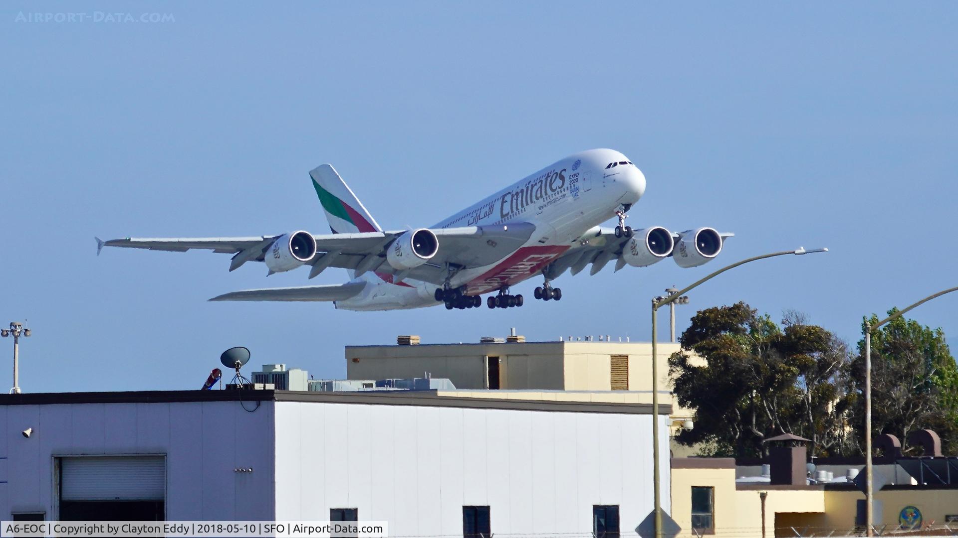 A6-EOC, 2014 Airbus A380-861 C/N 165, SFO 2018.