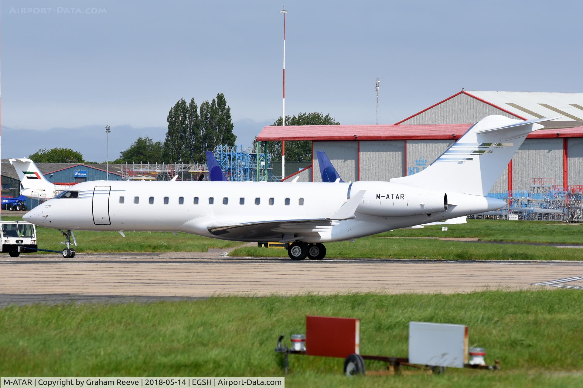 M-ATAR, 2000 Bombardier BD-700-1A10 Global Express C/N 9060, At Norwich after a re-spray.