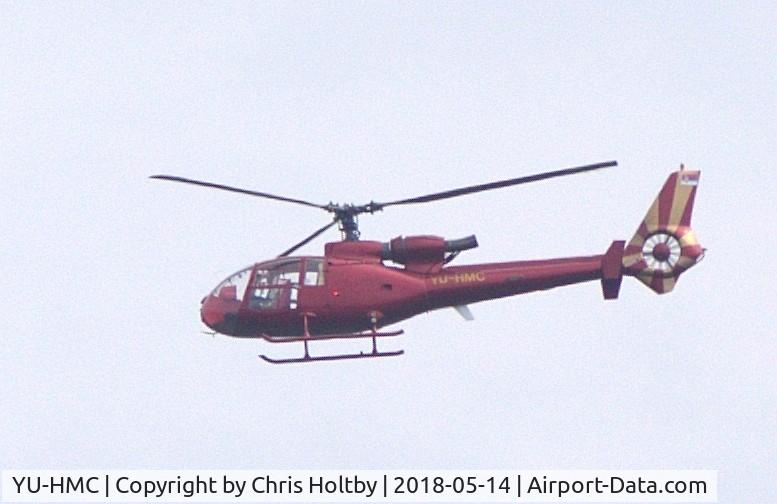 YU-HMC, 1974 Aérospatiale SA-341G Gazelle C/N 1136, Over Potters Bar & circling briefly