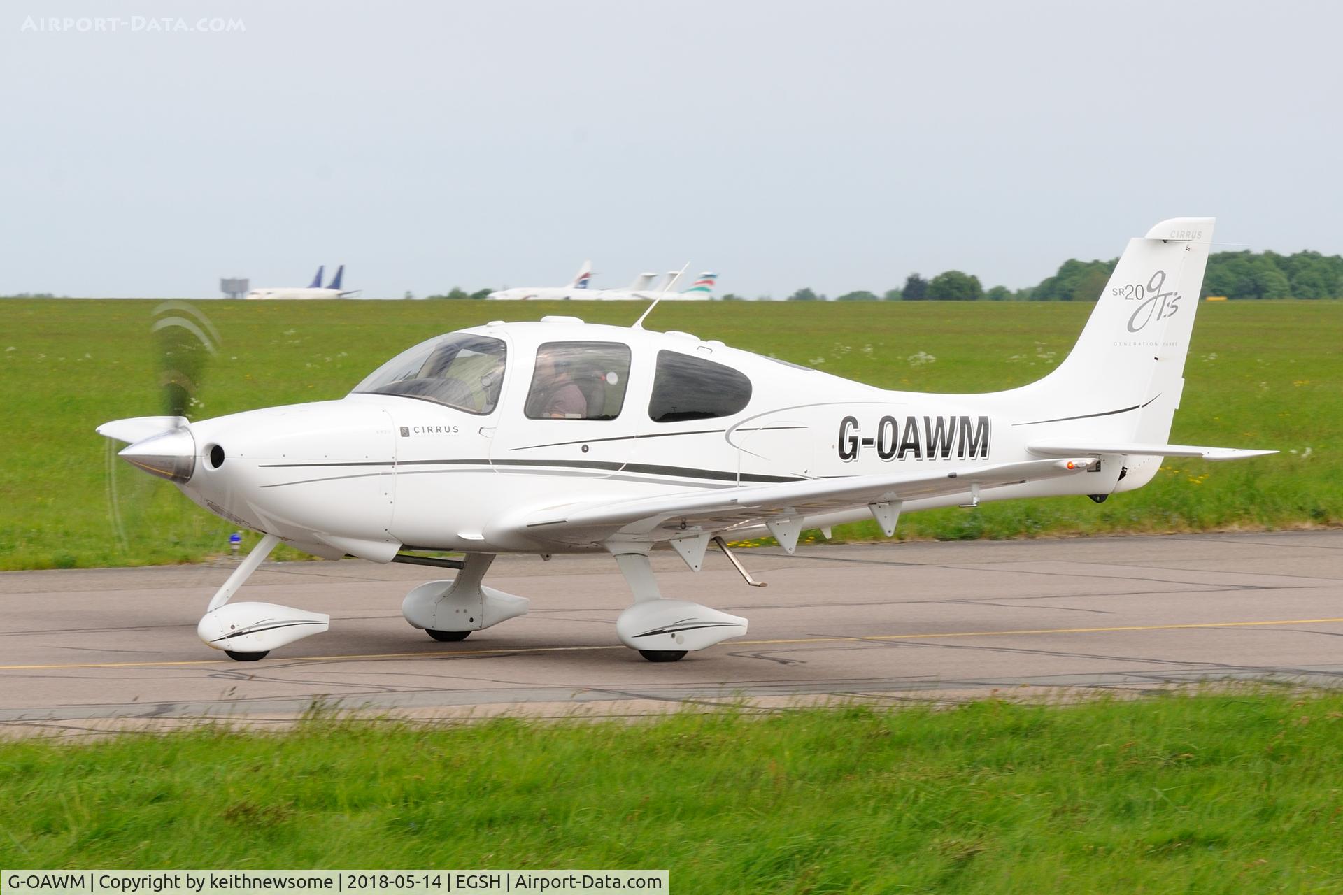 G-OAWM, 2008 Cirrus SR20 GTS G3 C/N 1972, Arriving at Norwich following ILS approaches.