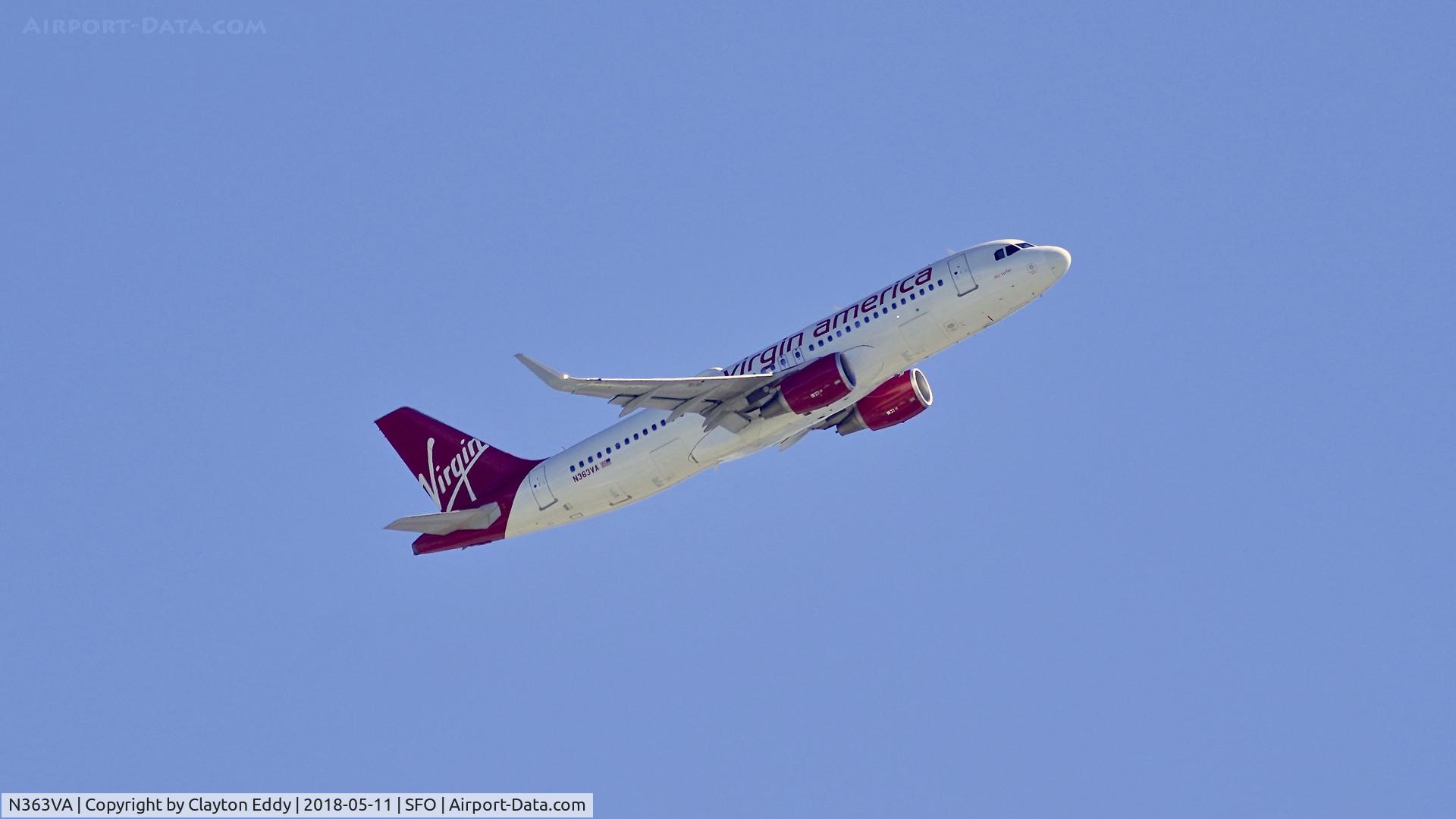 N363VA, 2016 Airbus A320-214 C/N 7063, SFO 2018.