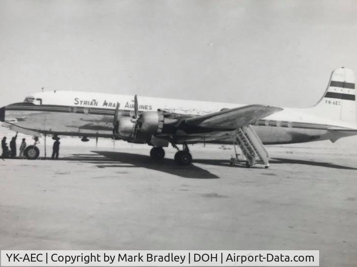 YK-AEC, Douglas DC-6B C/N 44170, Taken at Doha, Qatar in early 1960's