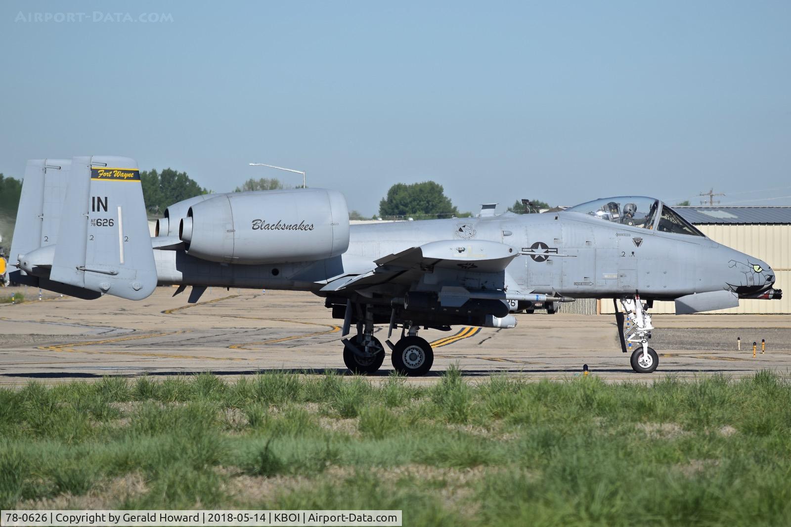 78-0626, 1978 Fairchild Republic A-10C Thunderbolt II C/N A10-0246, Taxiing to RWY 10R.   163rd Fighter Sq. “Blacksnakes”, 122nd Fighter Wing , Fort Wayne, IN ANG.