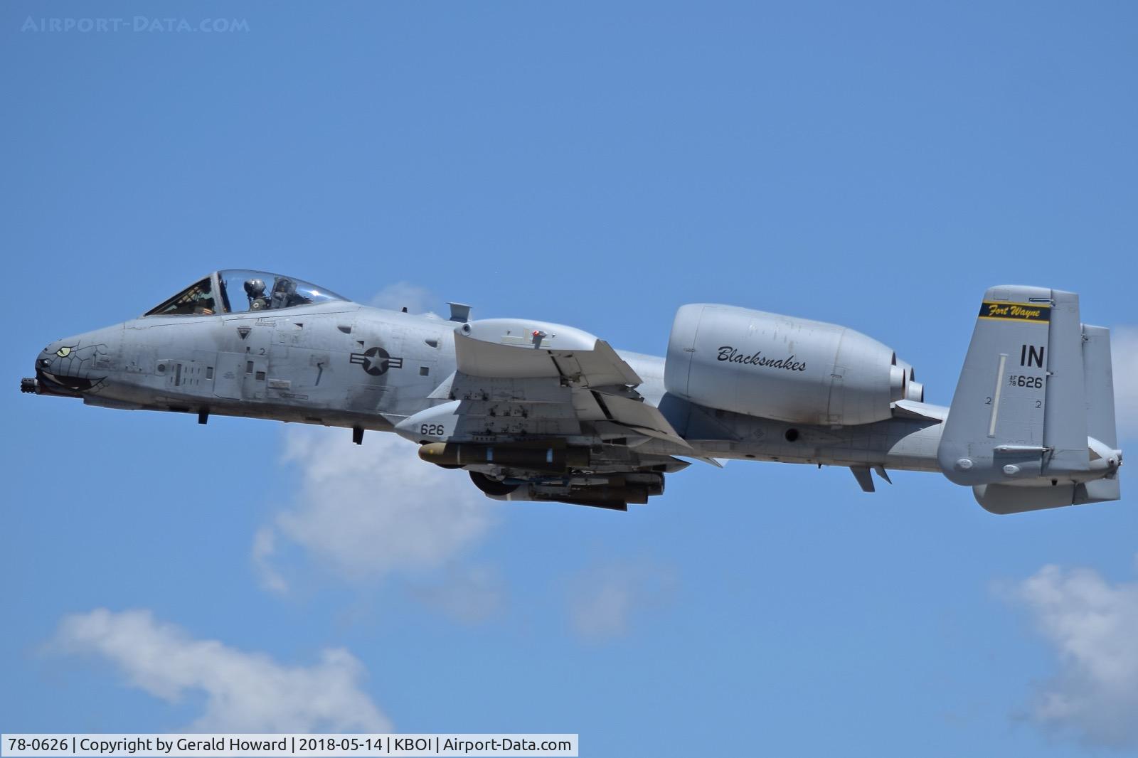 78-0626, 1978 Fairchild Republic A-10C Thunderbolt II C/N A10-0246, Departing RWY 28L.  163rd Fighter Sq. “Blacksnakes”, 122nd Fighter Wing , Fort Wayne, IN ANG.