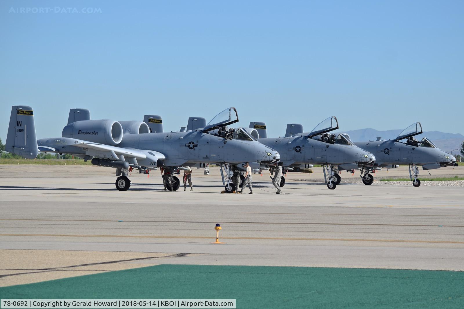 78-0692, 1978 Fairchild Republic A-10C Thunderbolt II C/N A10-0312, Getting pre flight checks along with 78-0626 & 80-0267.  163rd Fighter Sq. “Blacksnakes”, 122nd Fighter Wing , Fort Wayne, IN ANG.