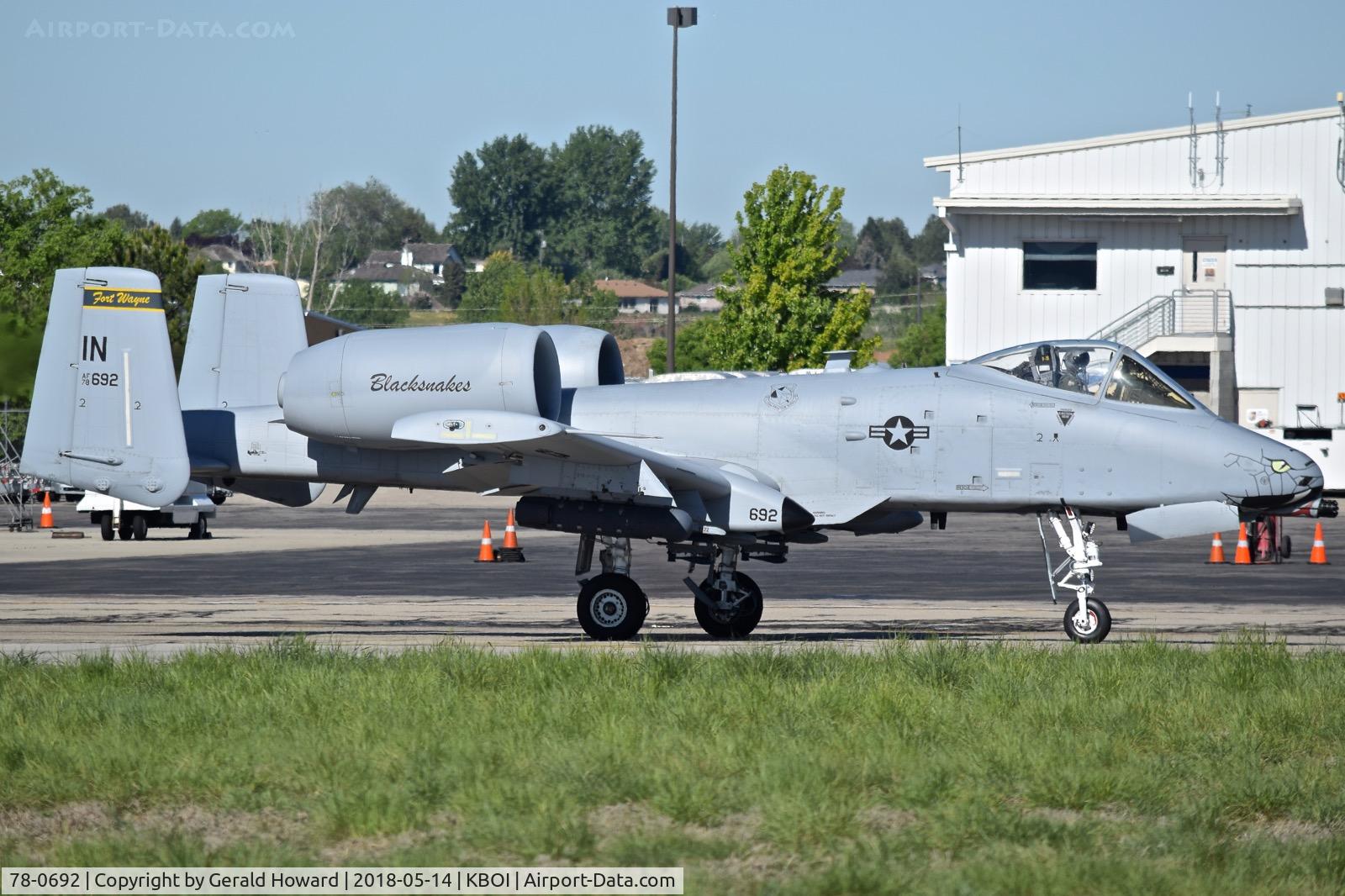 78-0692, 1978 Fairchild Republic A-10C Thunderbolt II C/N A10-0312, Taxiing to RWY 10R.  163rd Fighter Sq. “Blacksnakes”, 122nd Fighter Wing , Fort Wayne, IN ANG.
