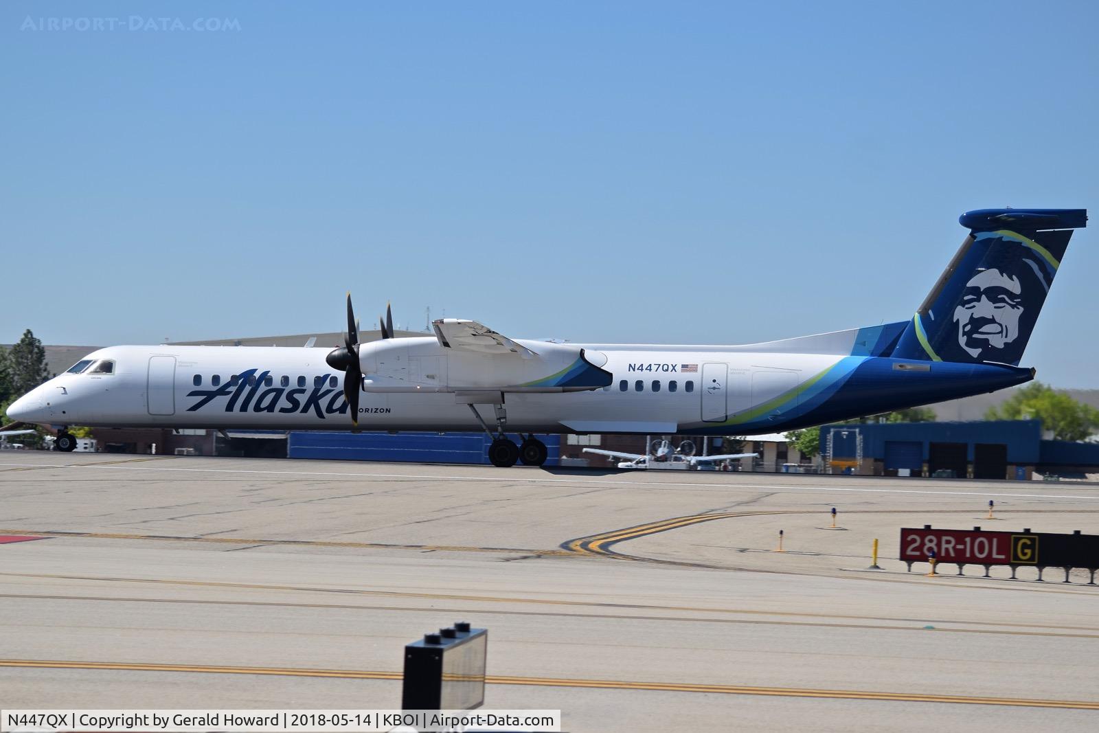 N447QX, 2011 Bombardier DHC-8-402 Dash 8 C/N 4364, Take off run on RWY 10L.