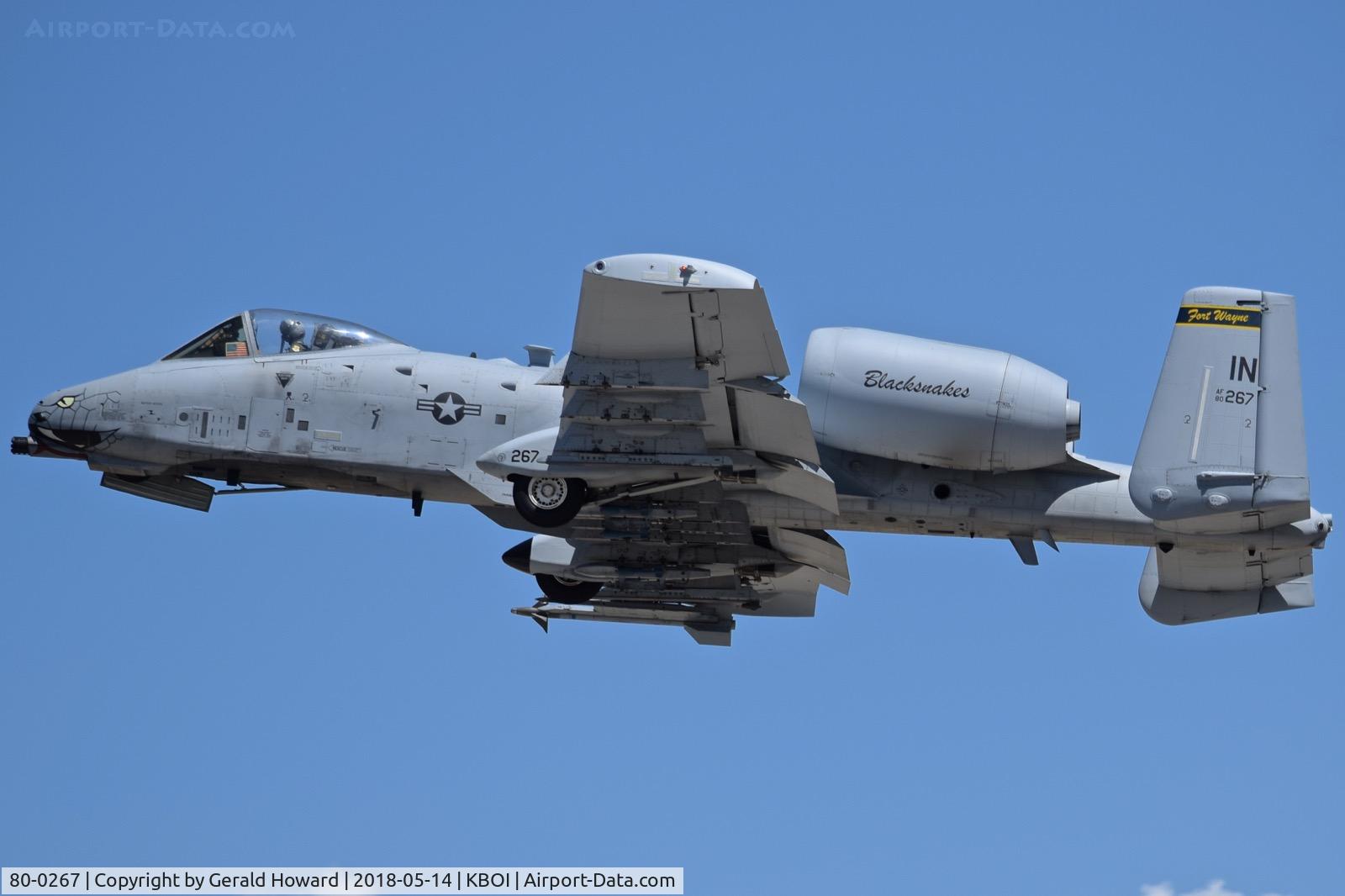 80-0267, 1980 Fairchild Republic A-10C Thunderbolt II C/N A10-0617, Departing RWY 28L.  163rd Fighter Sq. “Blacksnakes”, 122nd Fighter Wing , Fort Wayne, IN ANG.