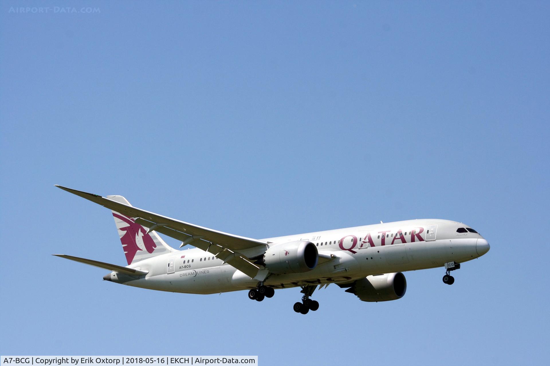 A7-BCG, 2013 Boeing 787-8 Dreamliner C/N 38325, A7-BCG landing rw 04L