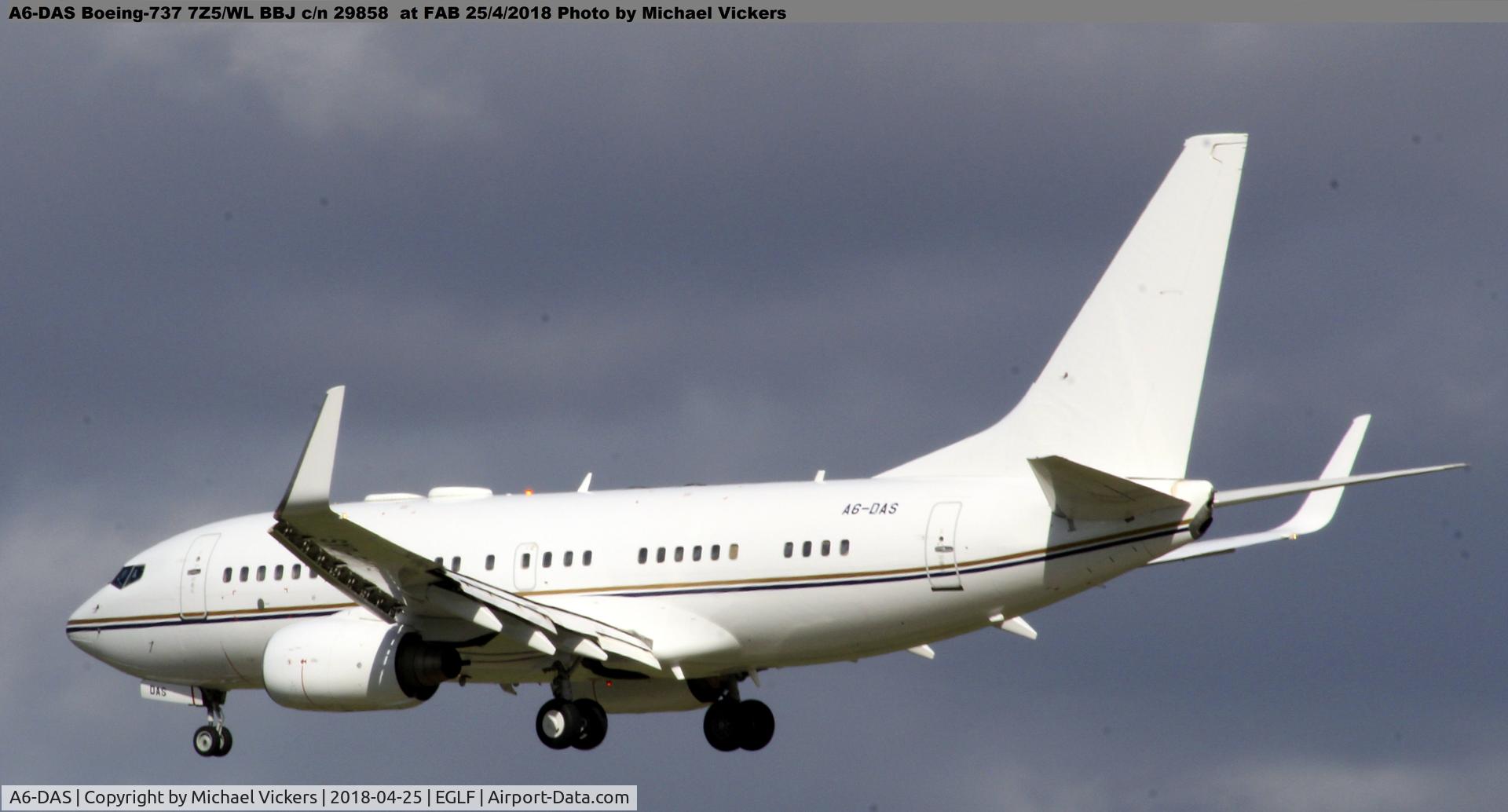 A6-DAS, 2000 Boeing 737-7Z5 BBJ C/N 29858, Nice day