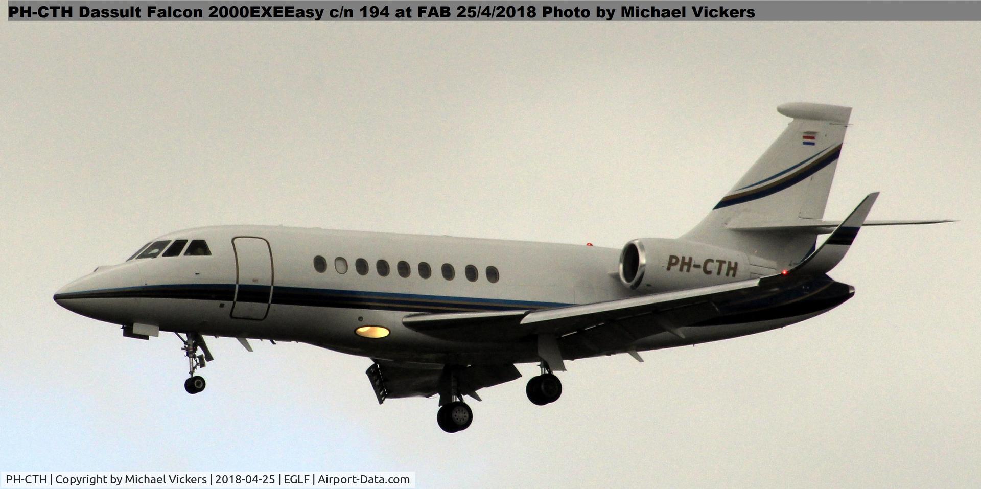 PH-CTH, 2011 Dassault Falcon 2000LX C/N 194, Landing runway 24