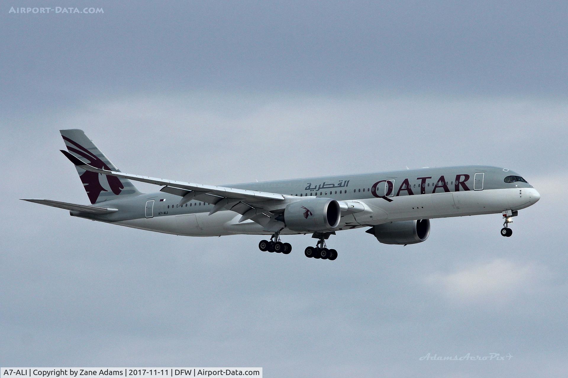 A7-ALI, 2016 Airbus A350-941 C/N 021, Arriving at DFW Airport