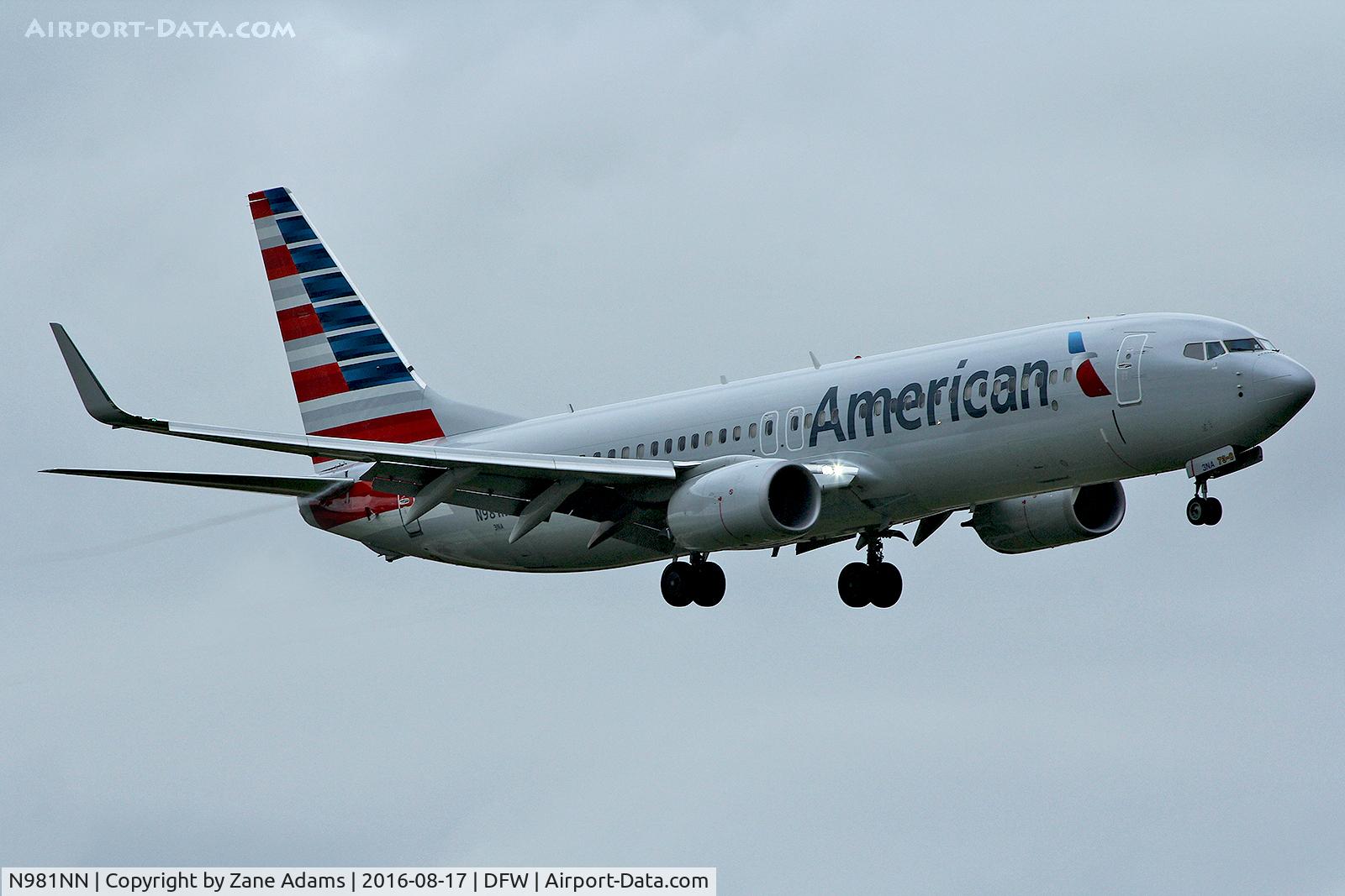 N981NN, 2015 Boeing 737-823 C/N 31230, Arriving at DFW Airport