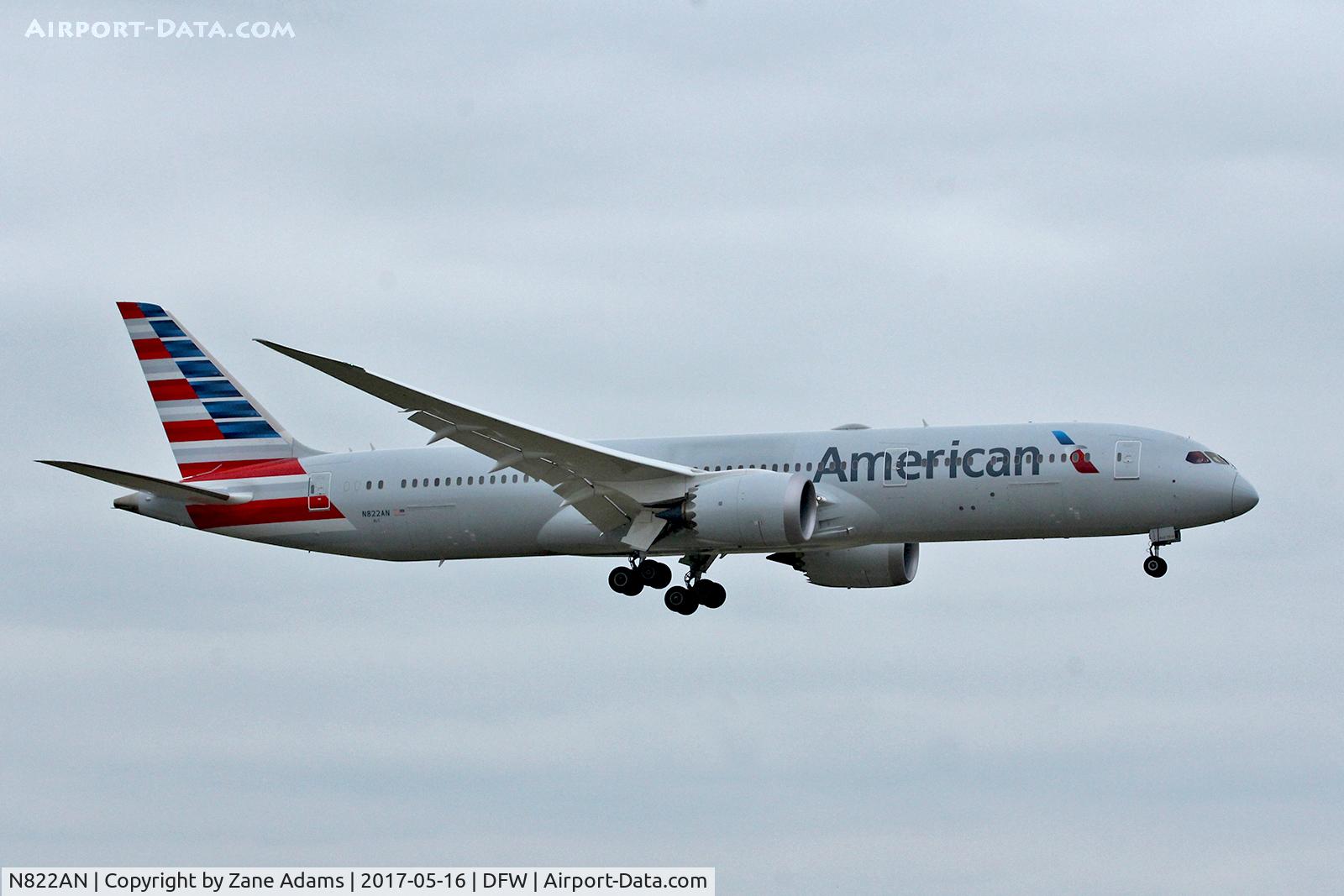 N822AN, 2016 Boeing 787-9 Dreamliner Dreamliner C/N 40642, Arriving at DFW Airport