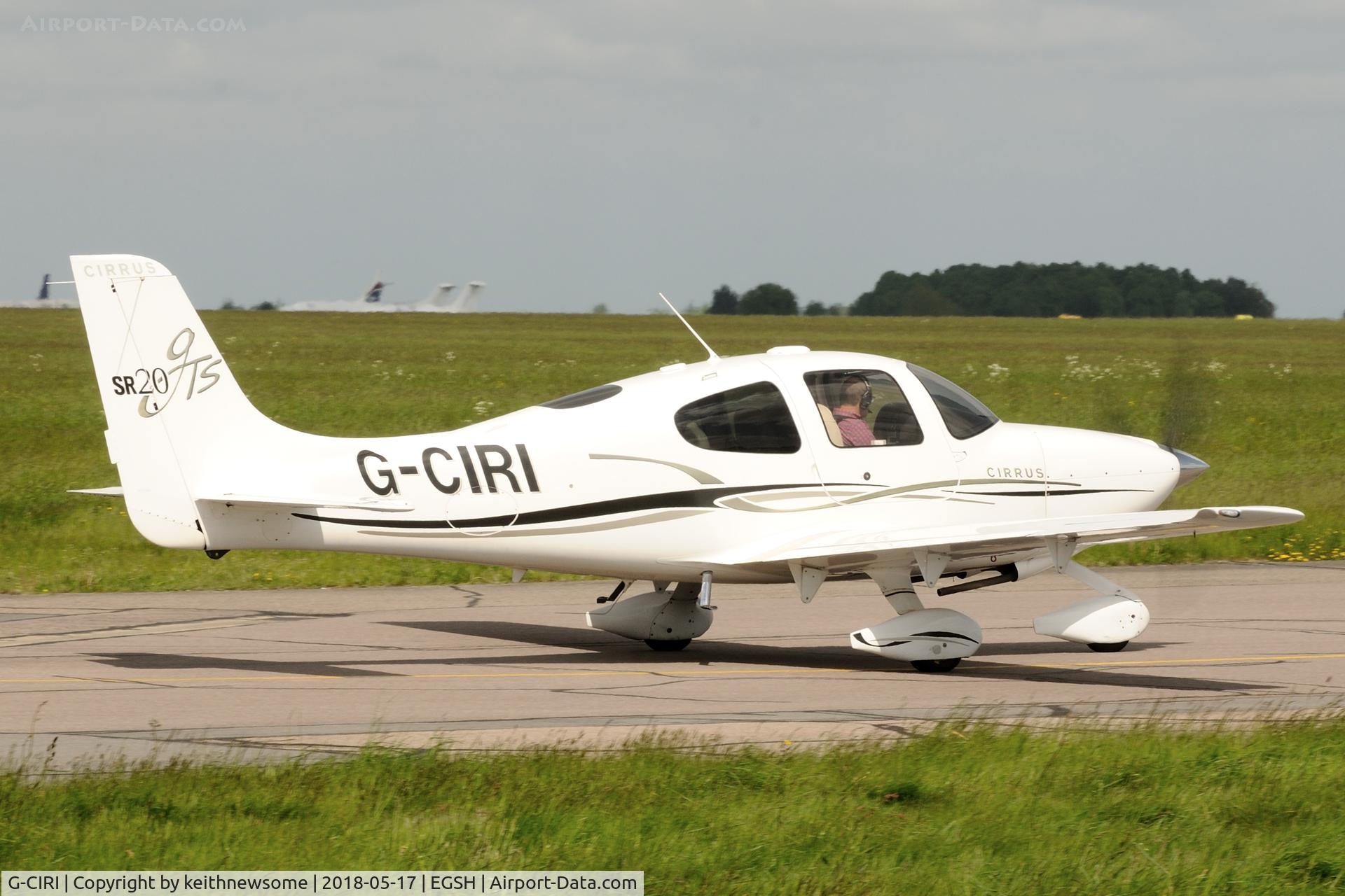 G-CIRI, 2007 Cirrus SR20 C/N 1791, Leaving Norwich.