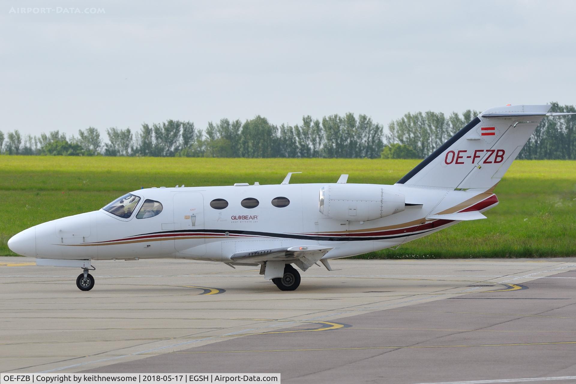 OE-FZB, 2008 Cessna 510 Citation Mustang Citation Mustang C/N 510-0145, Arriving at Norwich from Paris.