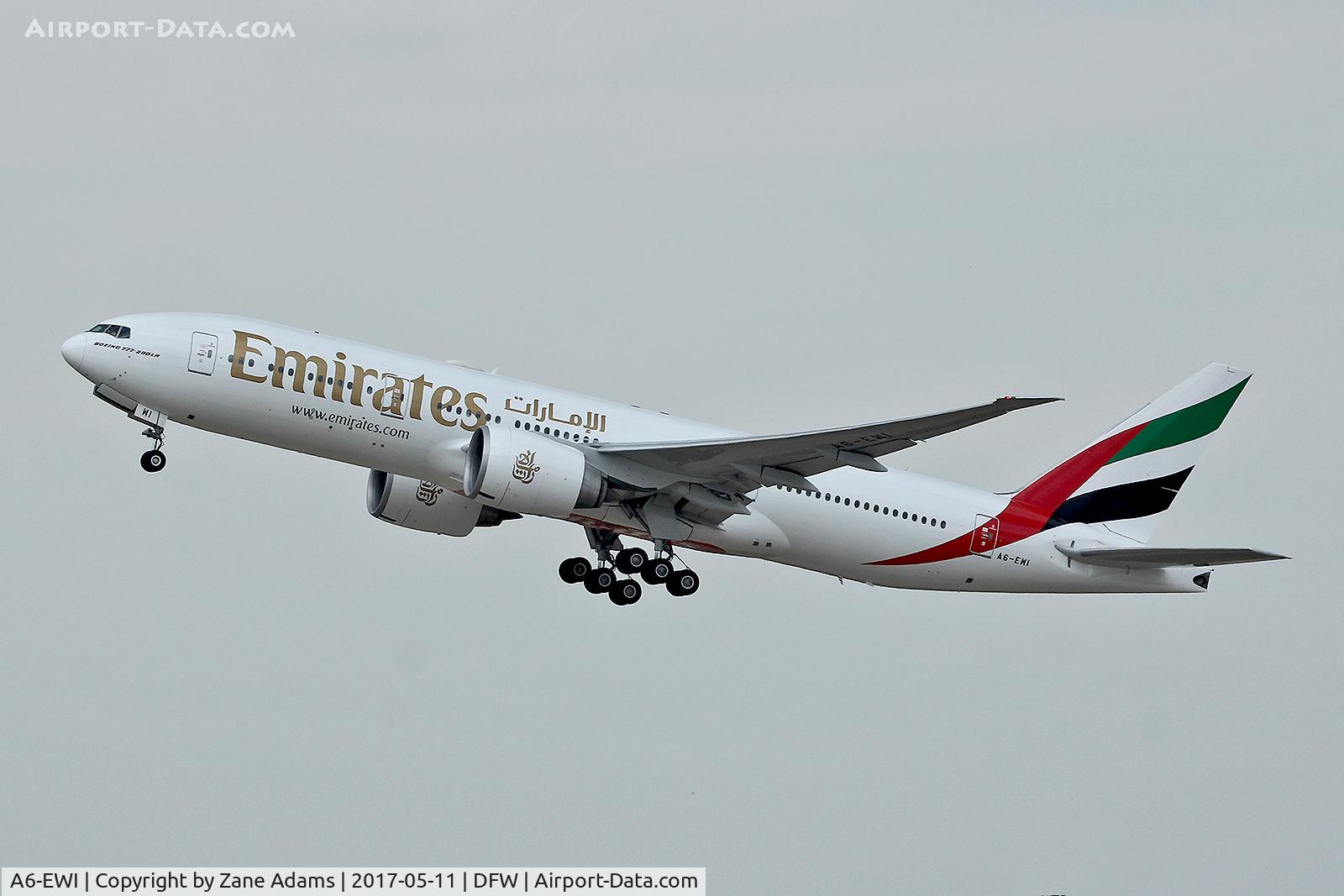 A6-EWI, 2008 Boeing 777-21H/LR C/N 35589, Departing DFW Airport
