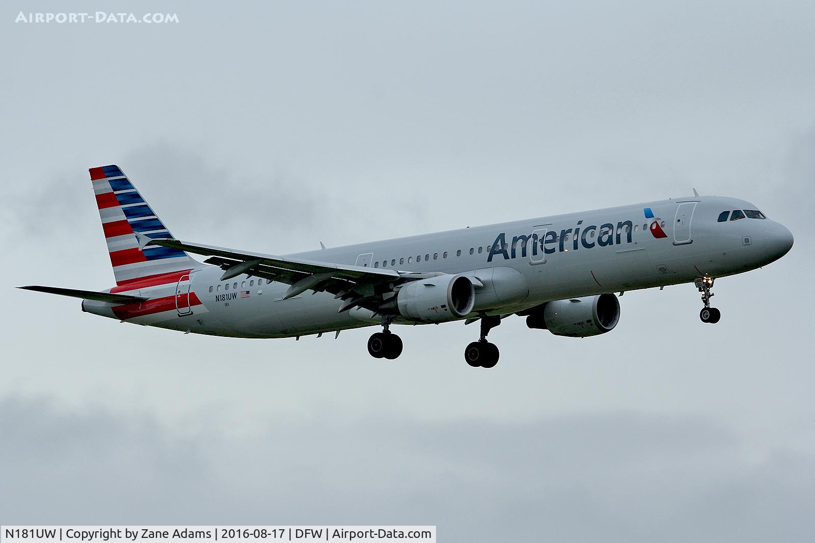 N181UW, 2001 Airbus A321-211 C/N 1531, Arriving at DFW Airport