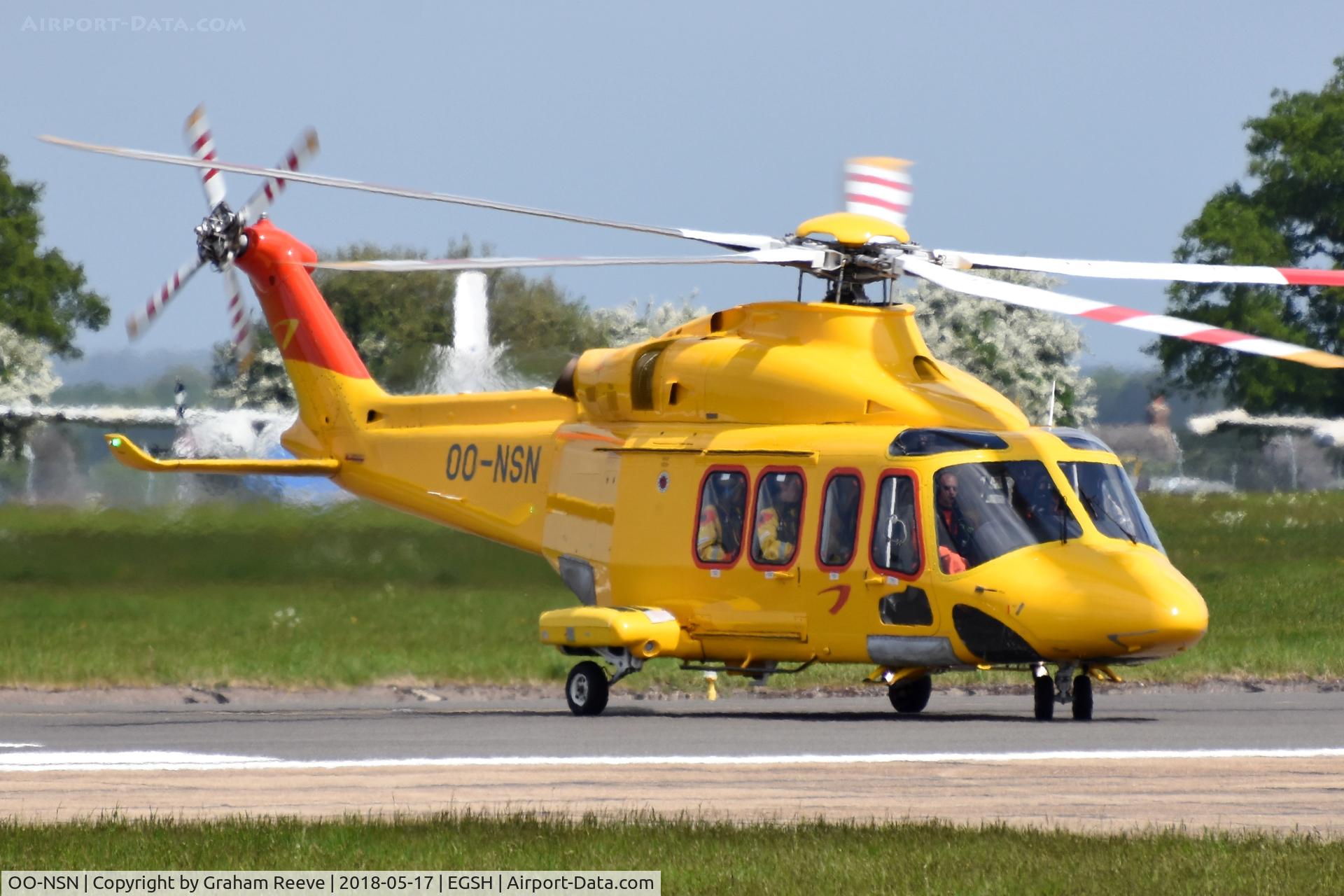 OO-NSN, 2015 AgustaWestland AW-139 C/N 31700, Just landed at Norwich.