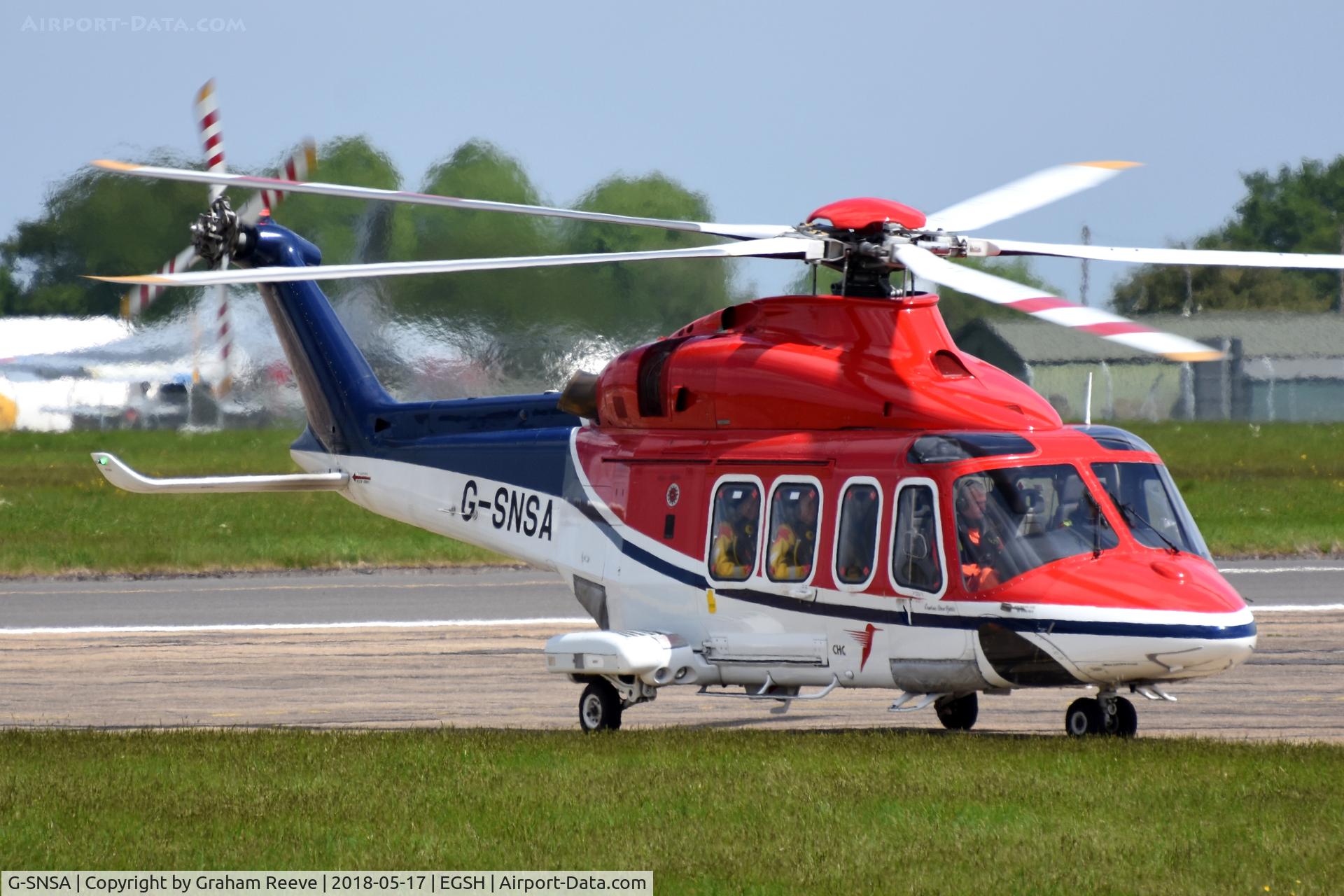 G-SNSA, 2010 AgustaWestland AW-139 C/N 31308, Just landed at Norwich.