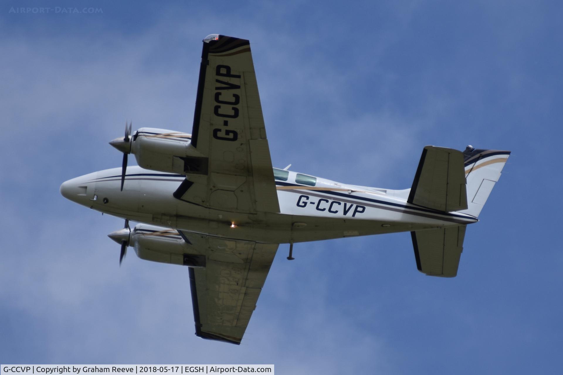 G-CCVP, 2000 Raytheon Aircraft Company 58 C/N TH-1948, Over head at Norwich.