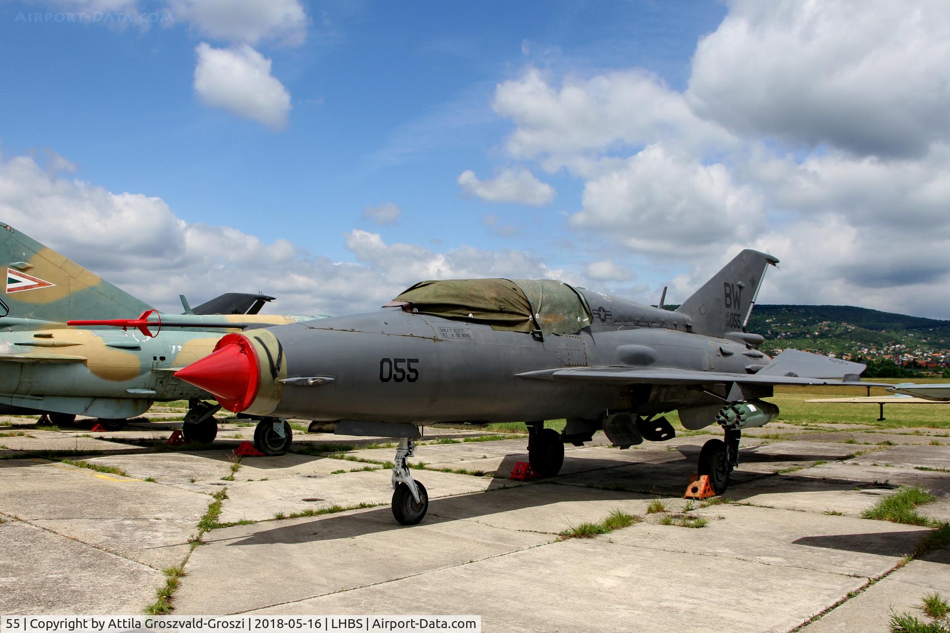55, Mikoyan-Gurevich MiG-21UM C/N 516999301, Budaörs Airport, Hungary. 2014 was painted gray and BW AF04055 page number for filming.