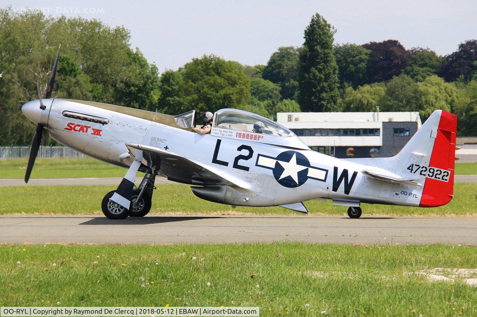 OO-RYL, 1944 North American TF-51D Mustang C/N 122-39381, At Antwerp Airport.