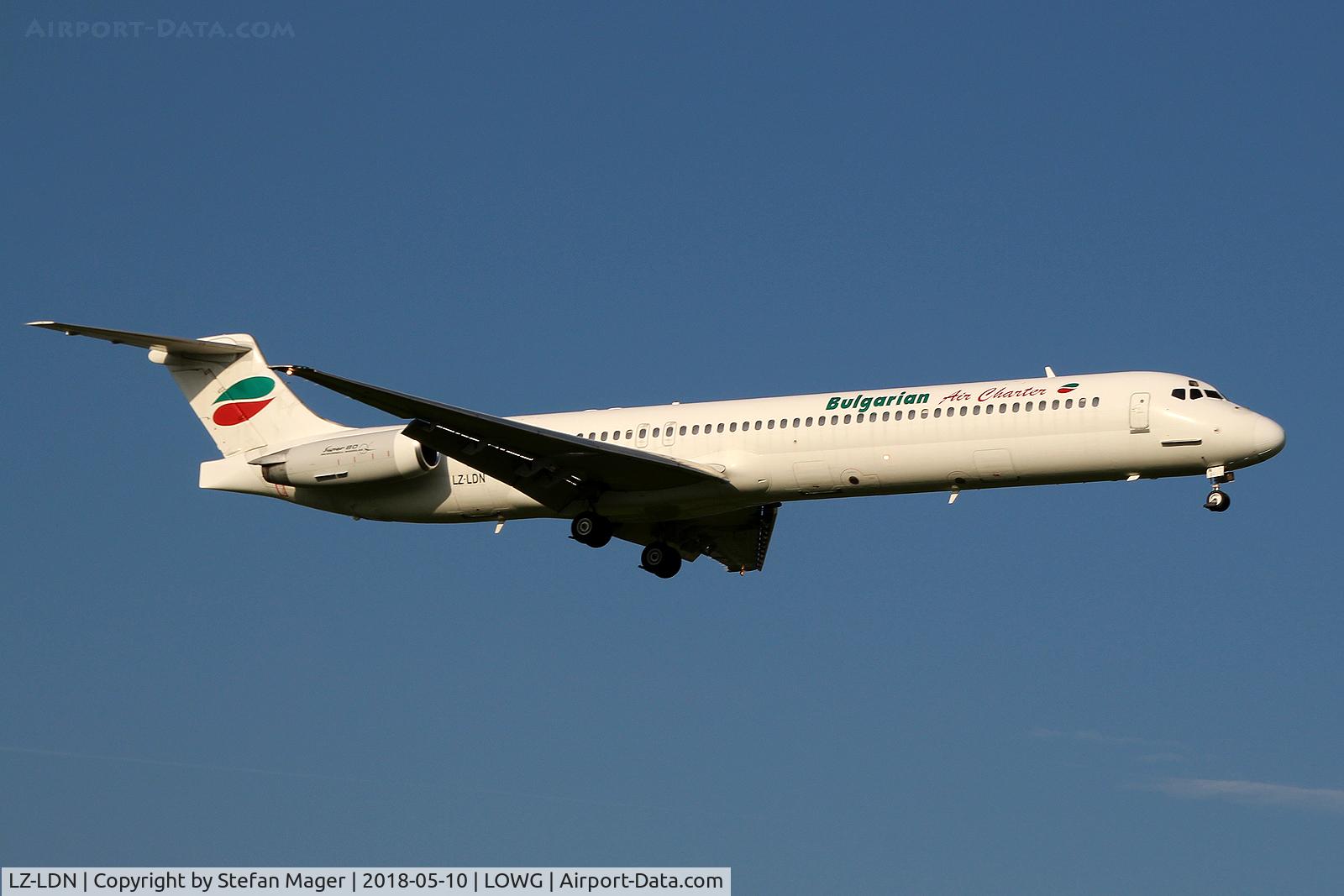 LZ-LDN, 1993 McDonnell Douglas MD-82 (DC-9-82) C/N 53216, Bulgarian Air Charter MD-82 @GRZ (charter from/to NAP)