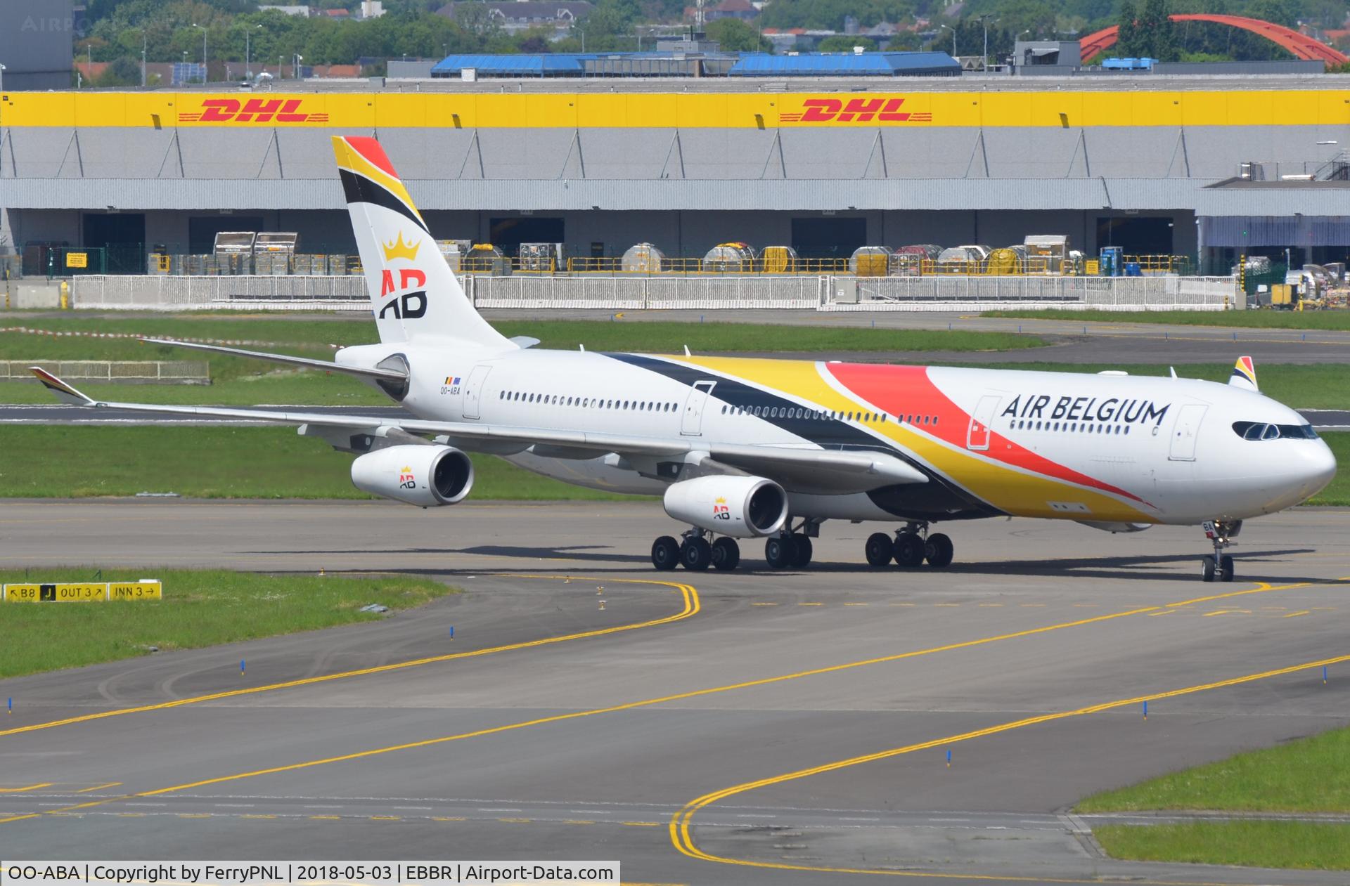 OO-ABA, 2007 Airbus A340-313 C/N 835, Air Belgium A343 rolling to its stand.