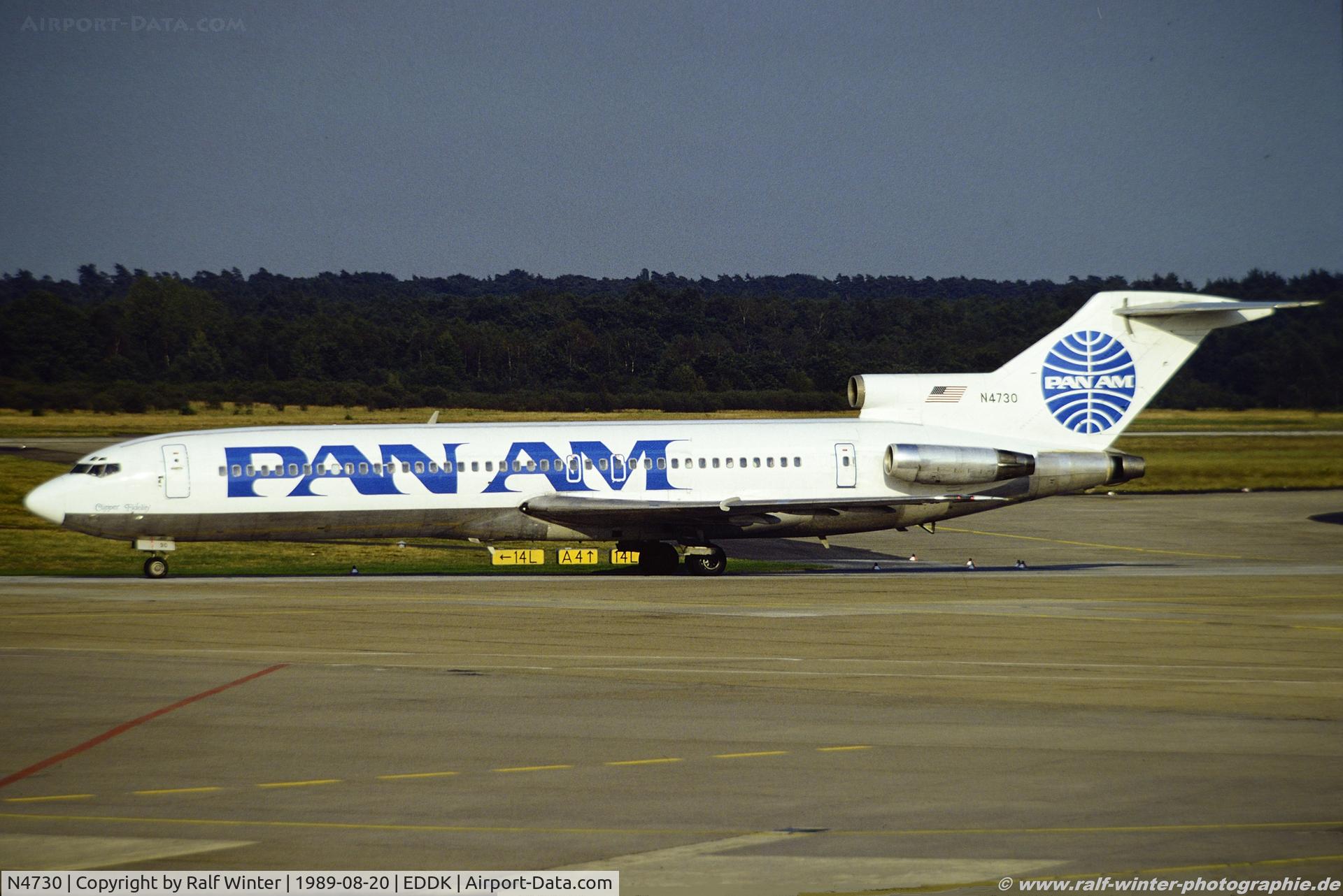 N4730, 1967 Boeing 727-235 C/N 19450, Boeing 727-235 - PA PAA PAN AM 'Clipper Fidelity' - 19450 - N4730 - 20.08.1989 - CGN
