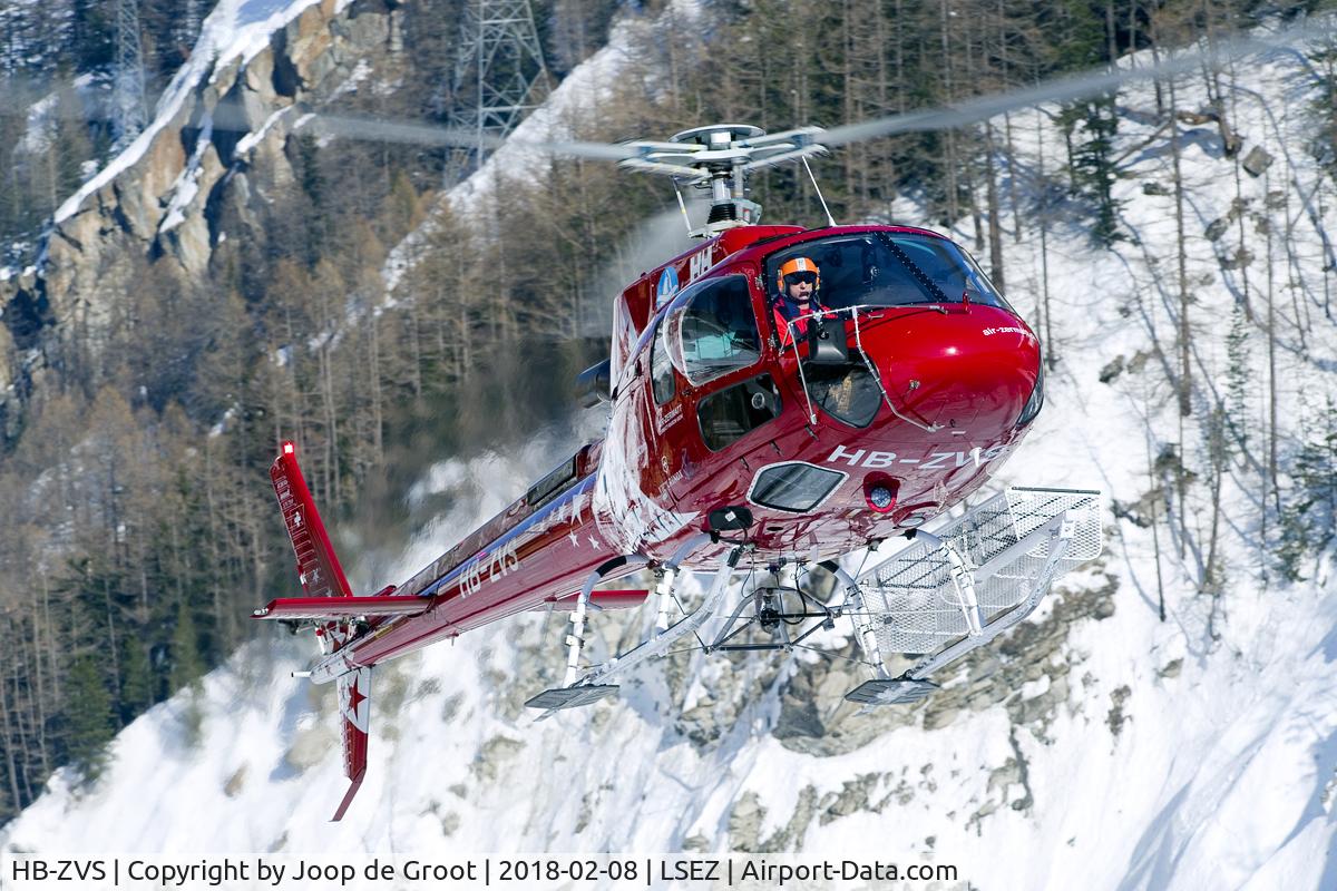 HB-ZVS, Aerospatiale AS-350B-3  Ecureuil C/N 7569, nice backdrop in the Zermatt valley