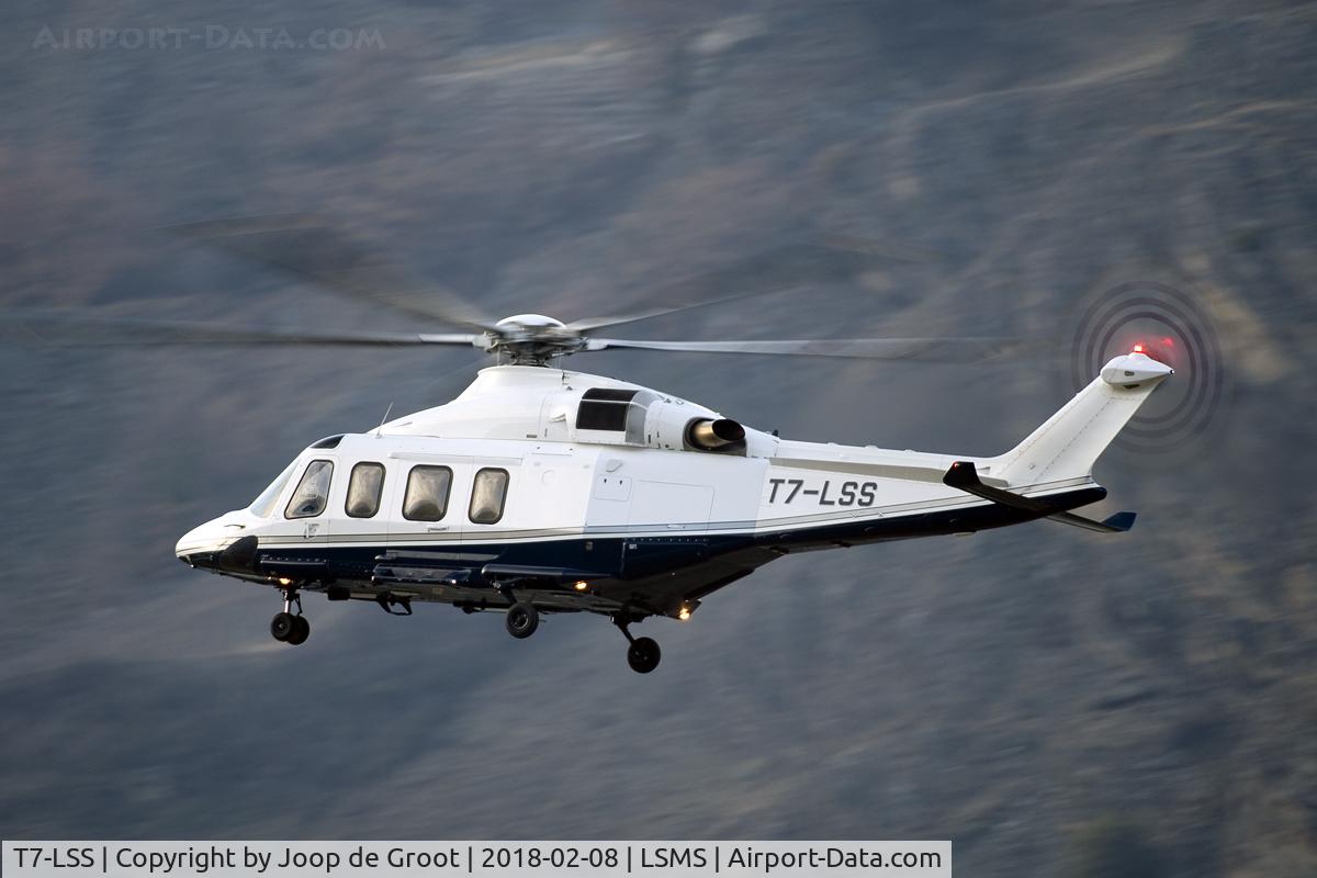 T7-LSS, 2012 AgustaWestland AW-139 C/N 41265, private helicopter arriving at dusk